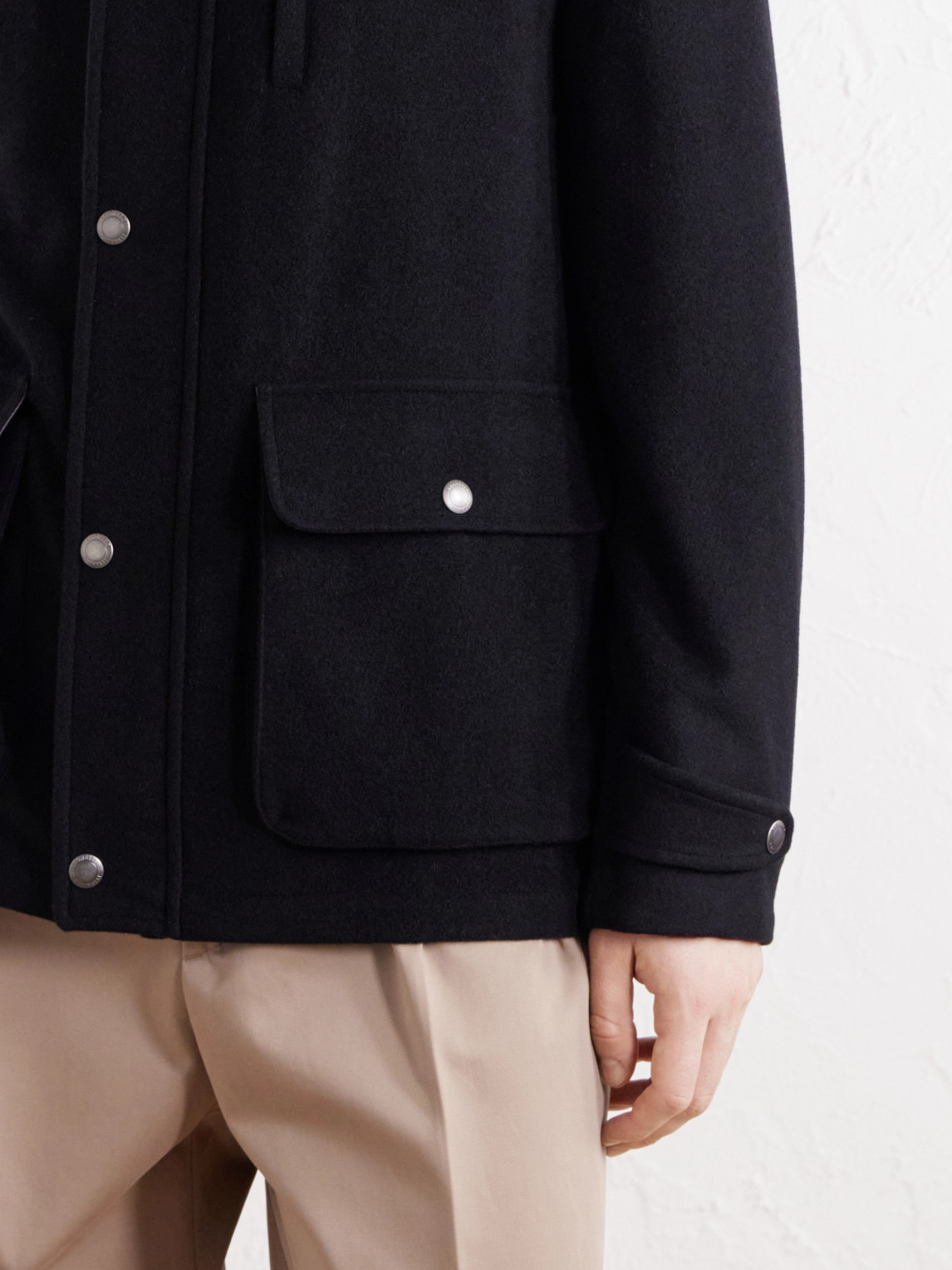 Leather-Trimmed Cashmere-Felt Jacket