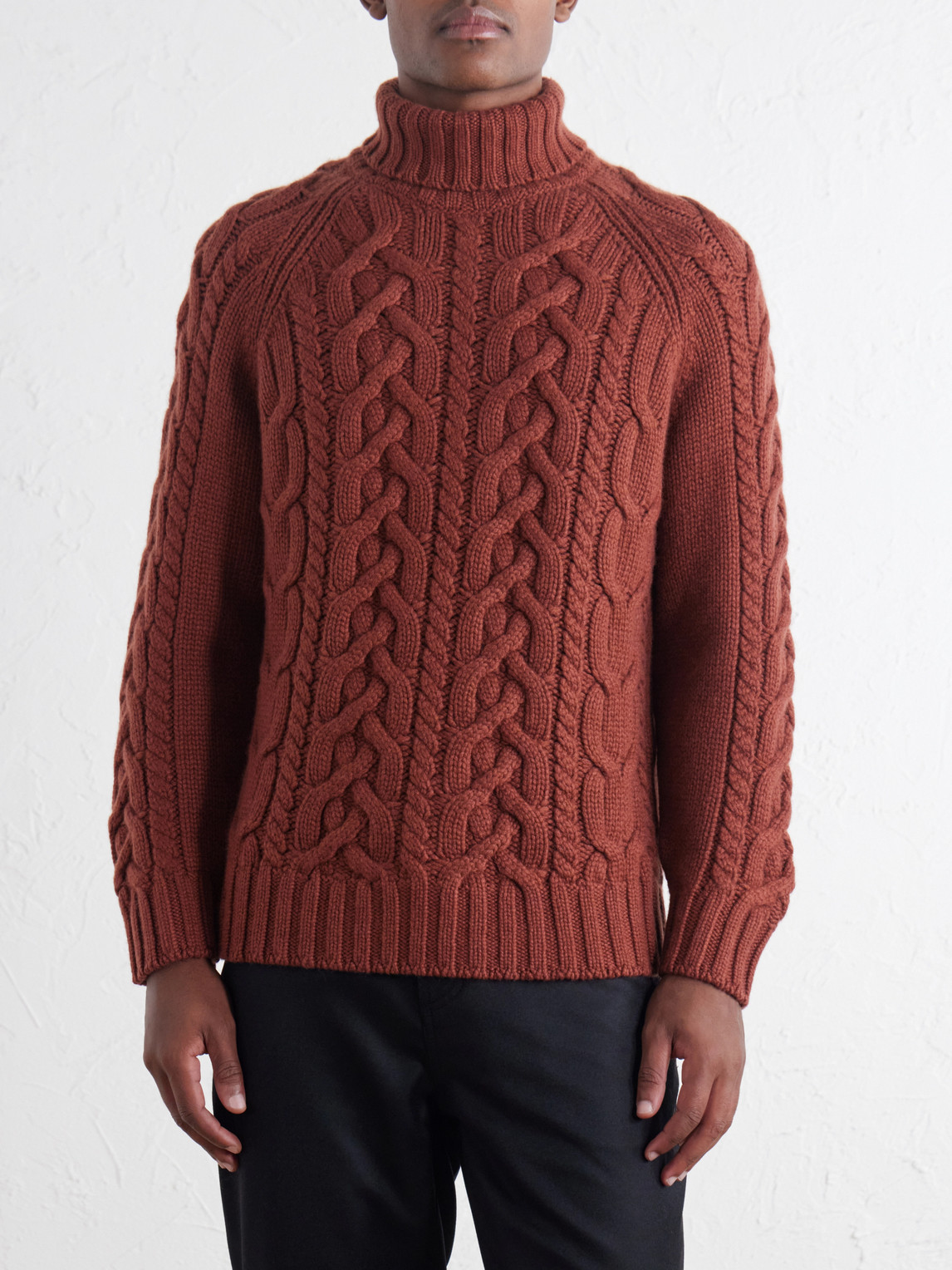 Cable-Knit Cashmere Rollneck Sweater