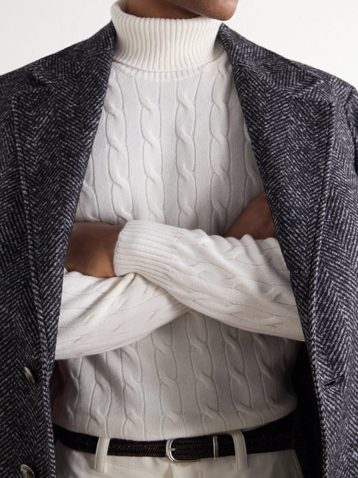 Cable-Knit Cashmere Rollneck Sweater