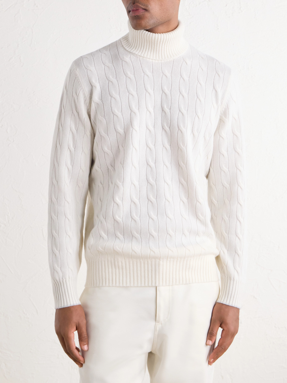 Cable-Knit Cashmere Rollneck Sweater