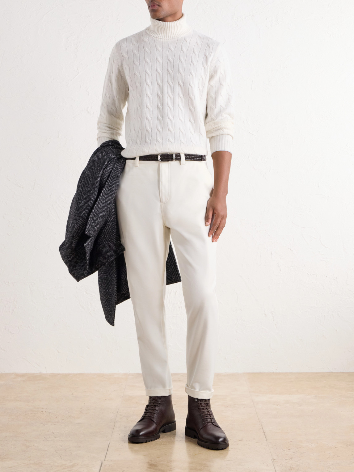 Cable-Knit Cashmere Rollneck Sweater