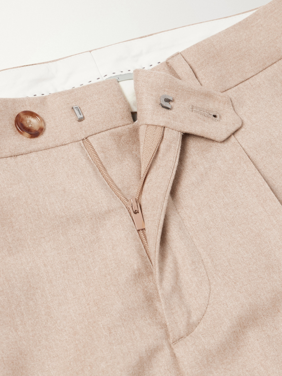 Tapered Pleated Virgin Wool, Cashmere And Silk-Blend Flannel Trousers