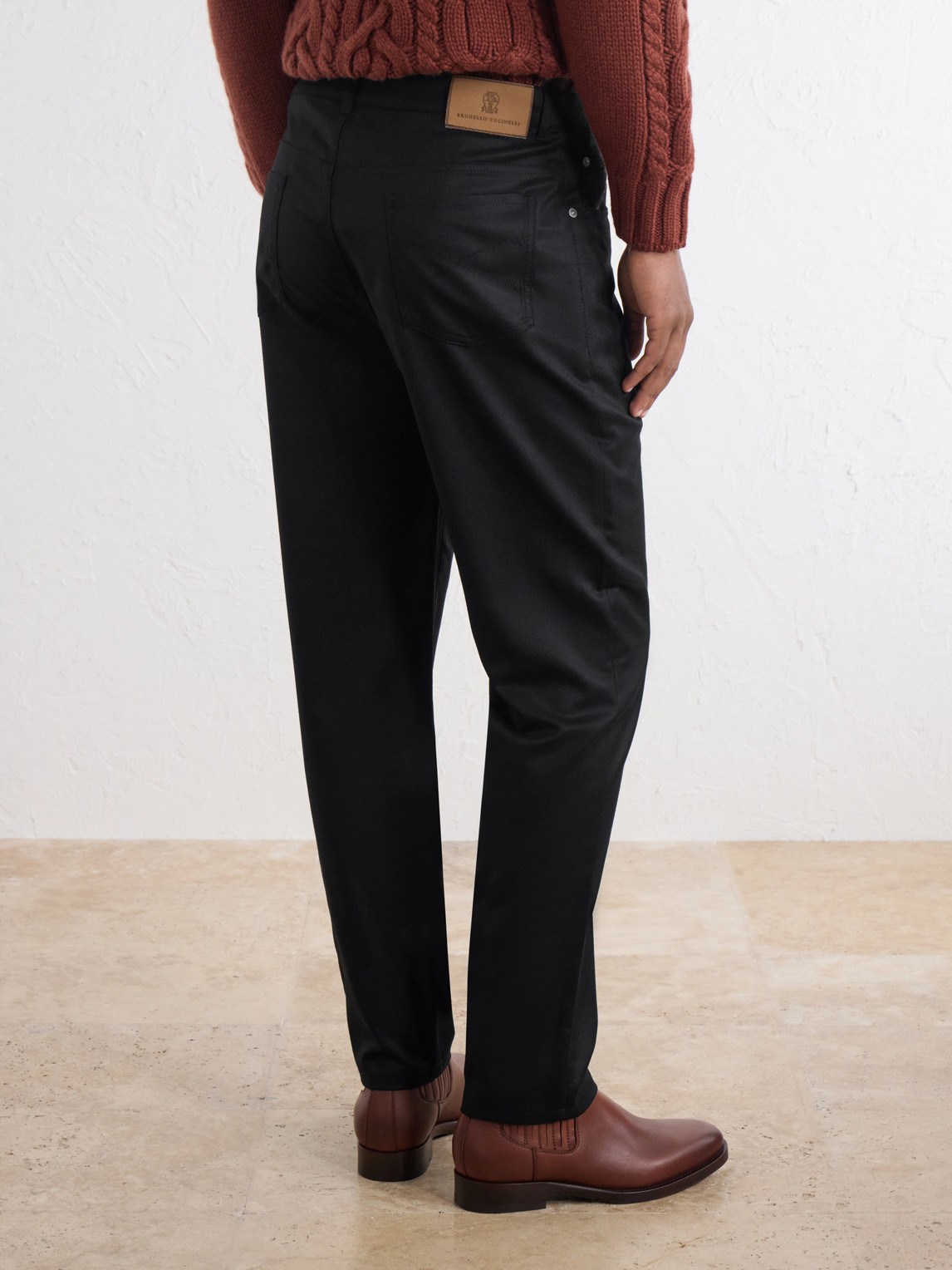 Fit Logo-Embroidered Virgin Wool Jeans Slim
