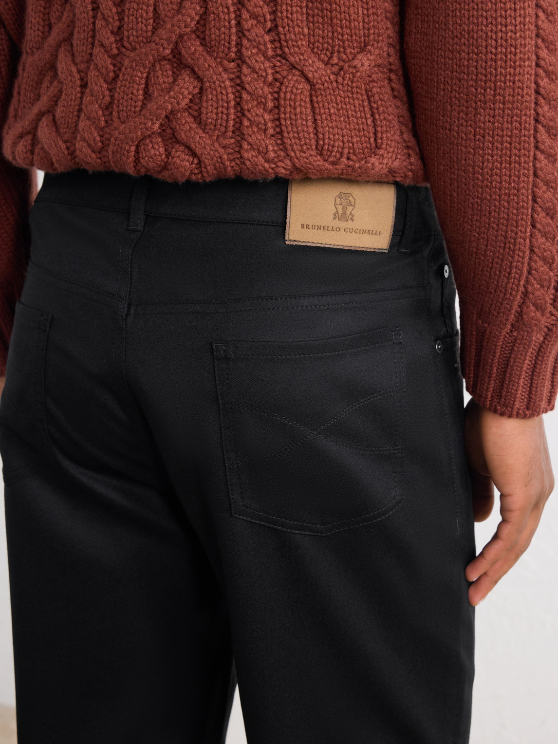 Fit Logo-Embroidered Virgin Wool Jeans Slim