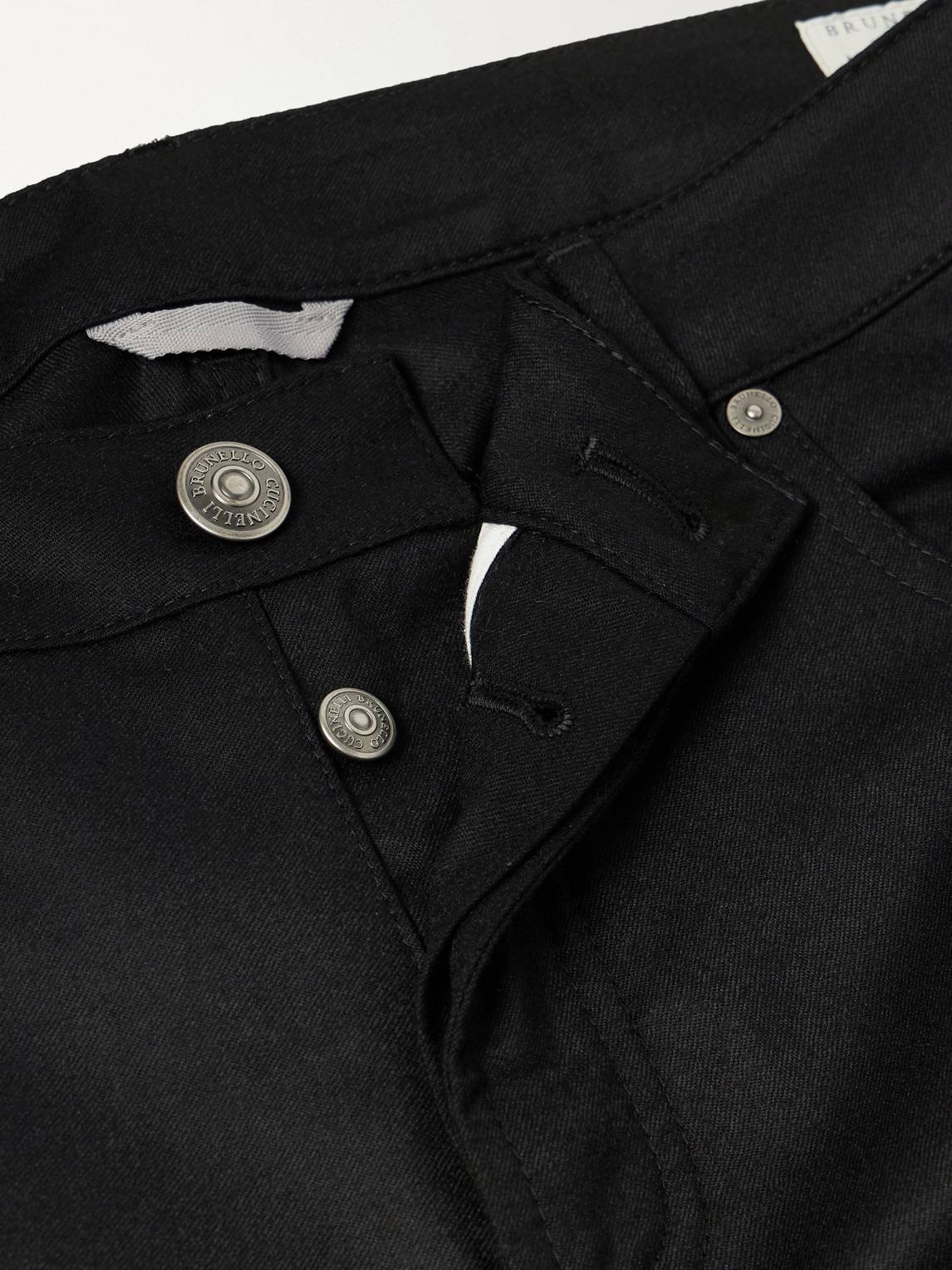 Fit Logo-Embroidered Virgin Wool Jeans Slim