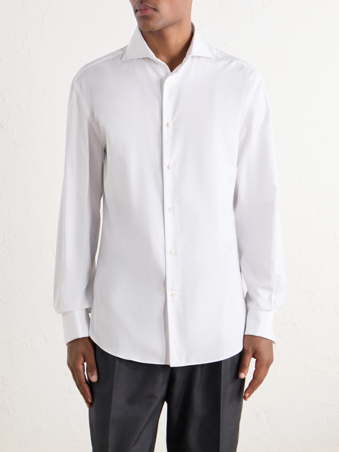 Cutaway-Collar Cotton-Poplin Shirt