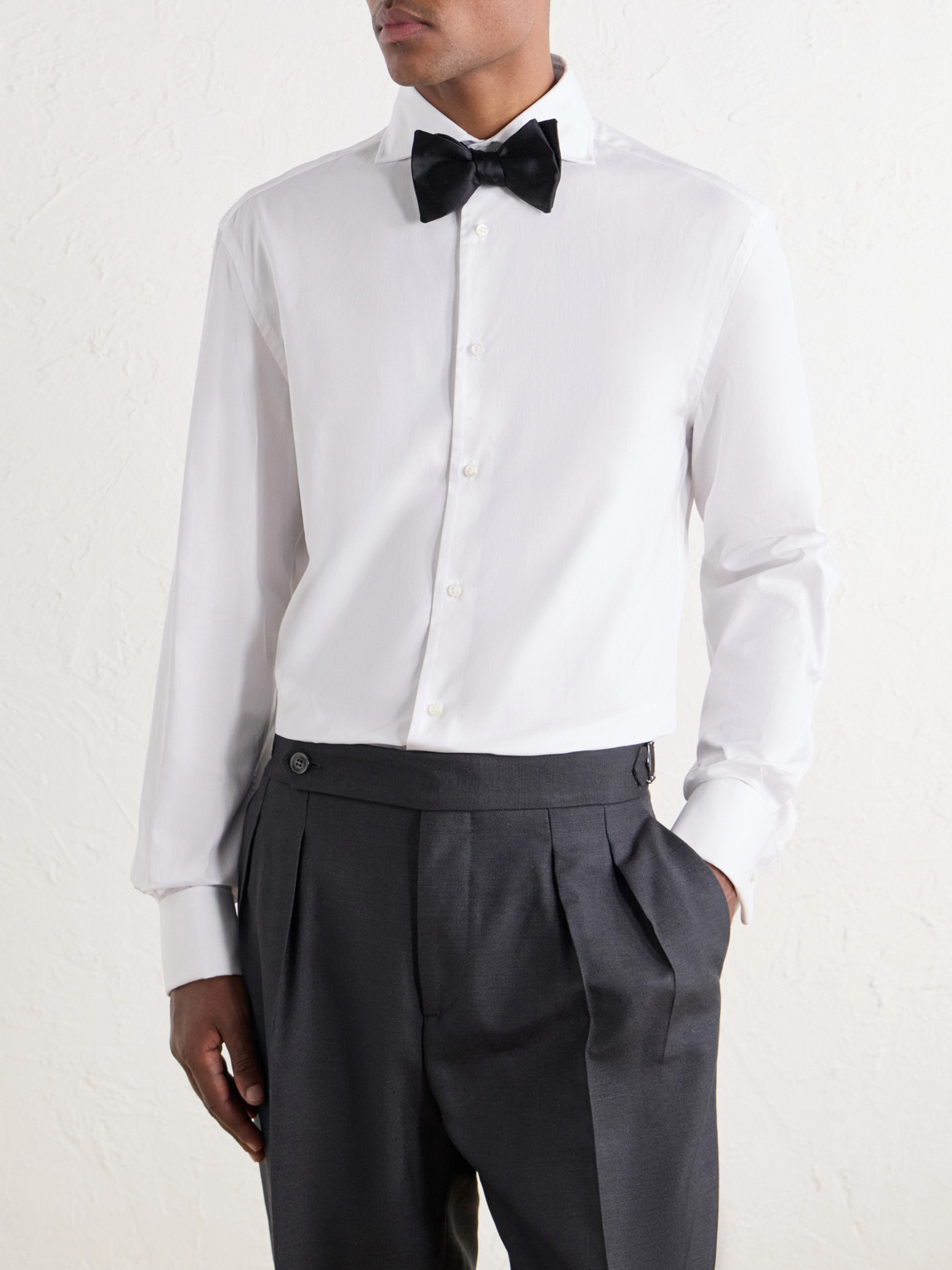 Cutaway-Collar Cotton-Poplin Shirt