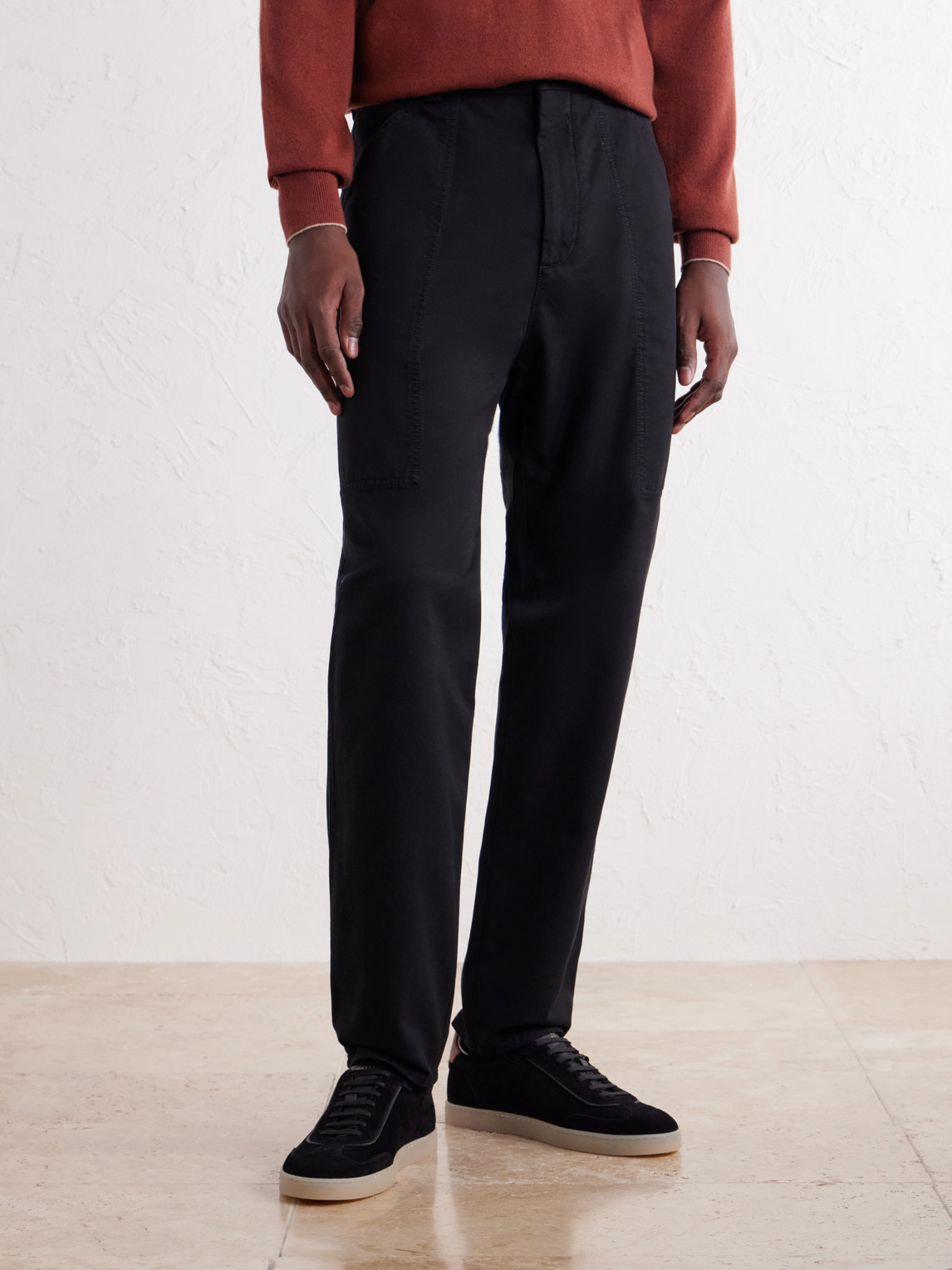 Straight-Leg Cotton-Twill Trousers