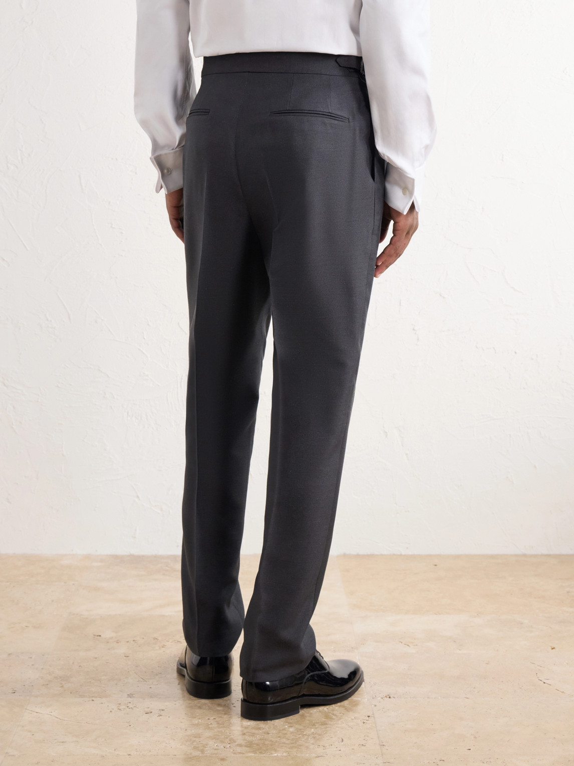 Straight-Leg Pleated Silk-Twill Tuxedo Trousers