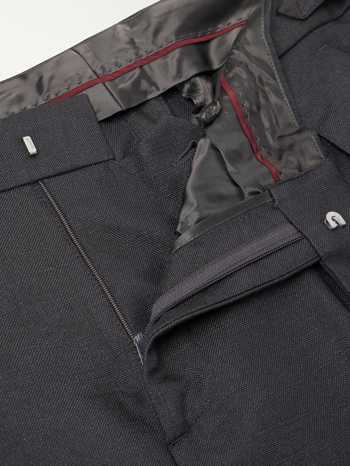 Straight-Leg Pleated Silk-Twill Tuxedo Trousers