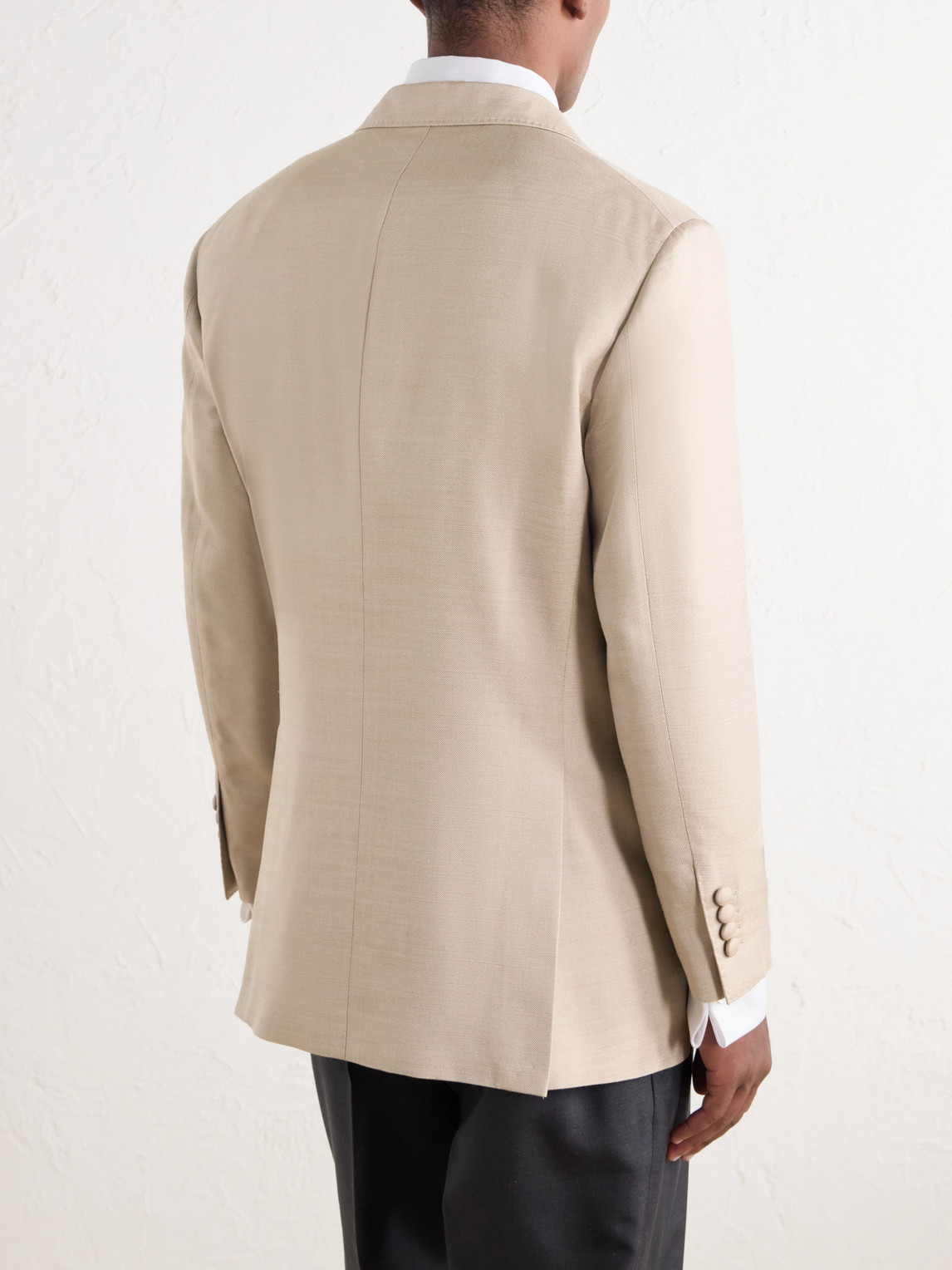 Satin-Trimmed Double-Breasted Silk-Twill Tuxedo Jacket