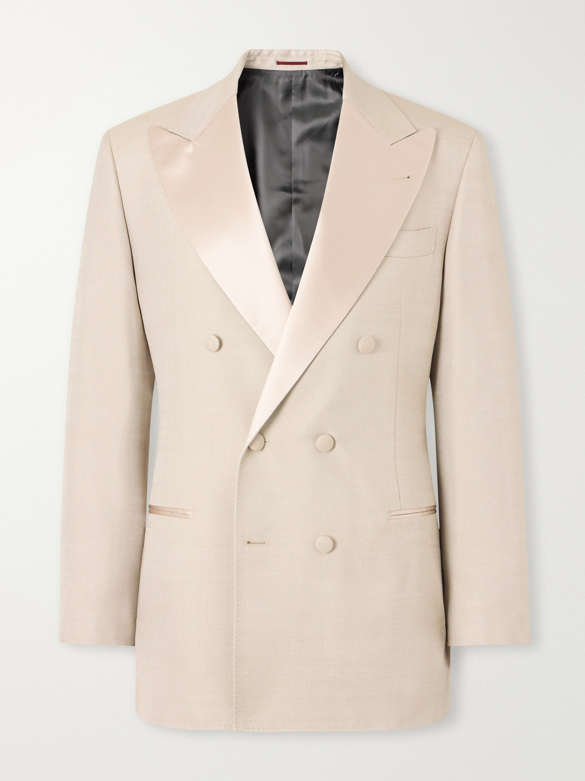 Satin-Trimmed Double-Breasted Silk-Twill Tuxedo Jacket