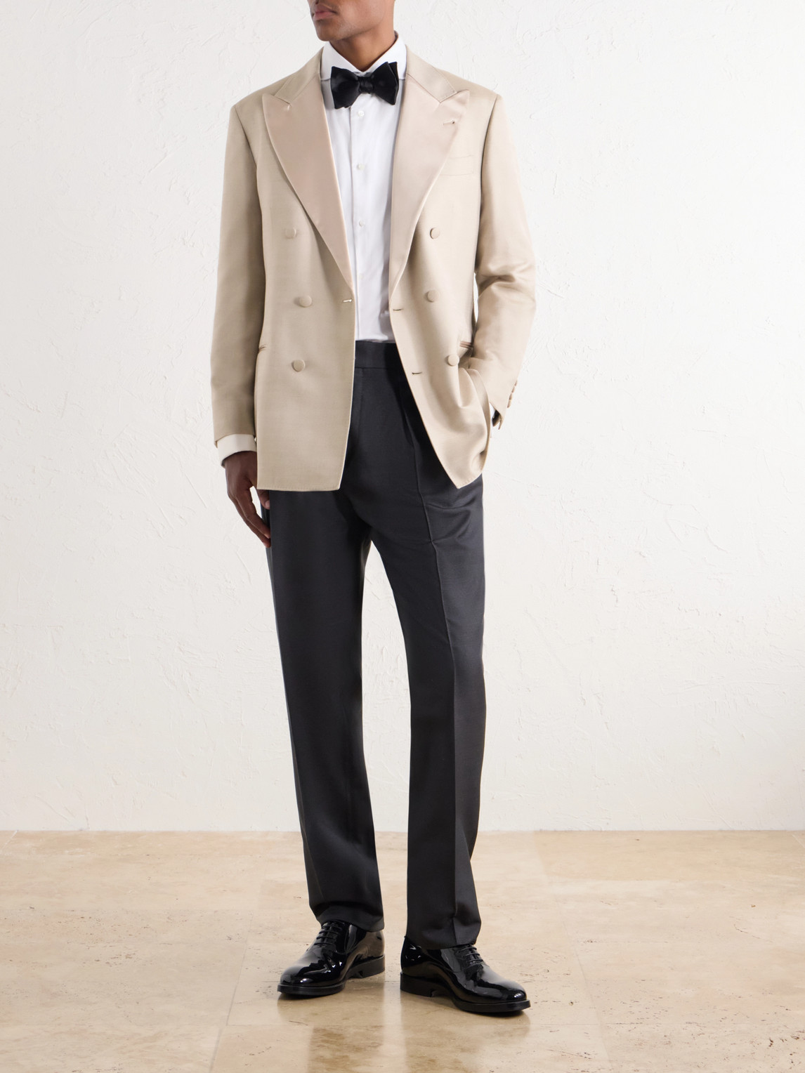 Satin-Trimmed Double-Breasted Silk-Twill Tuxedo Jacket