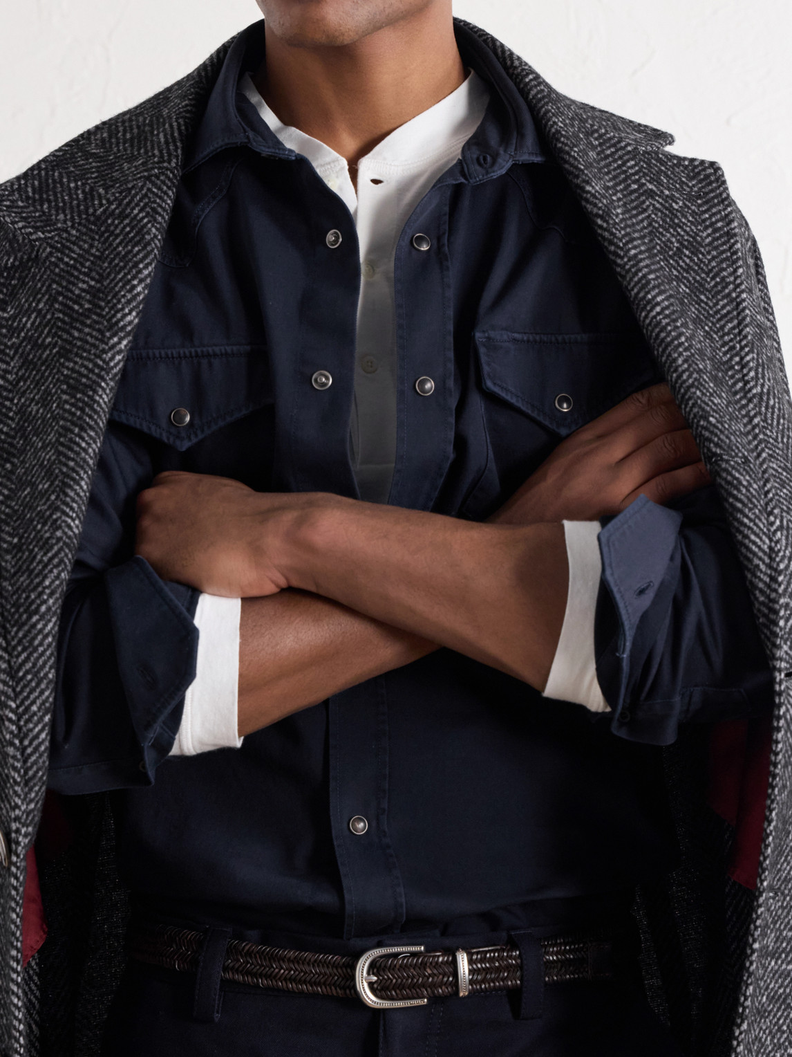 Cotton-Canvas Western Shirt