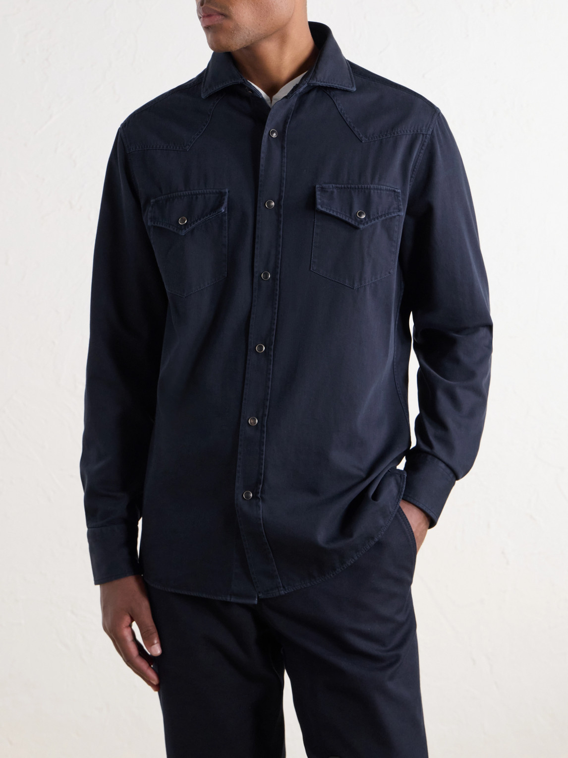 Cotton-Canvas Western Shirt