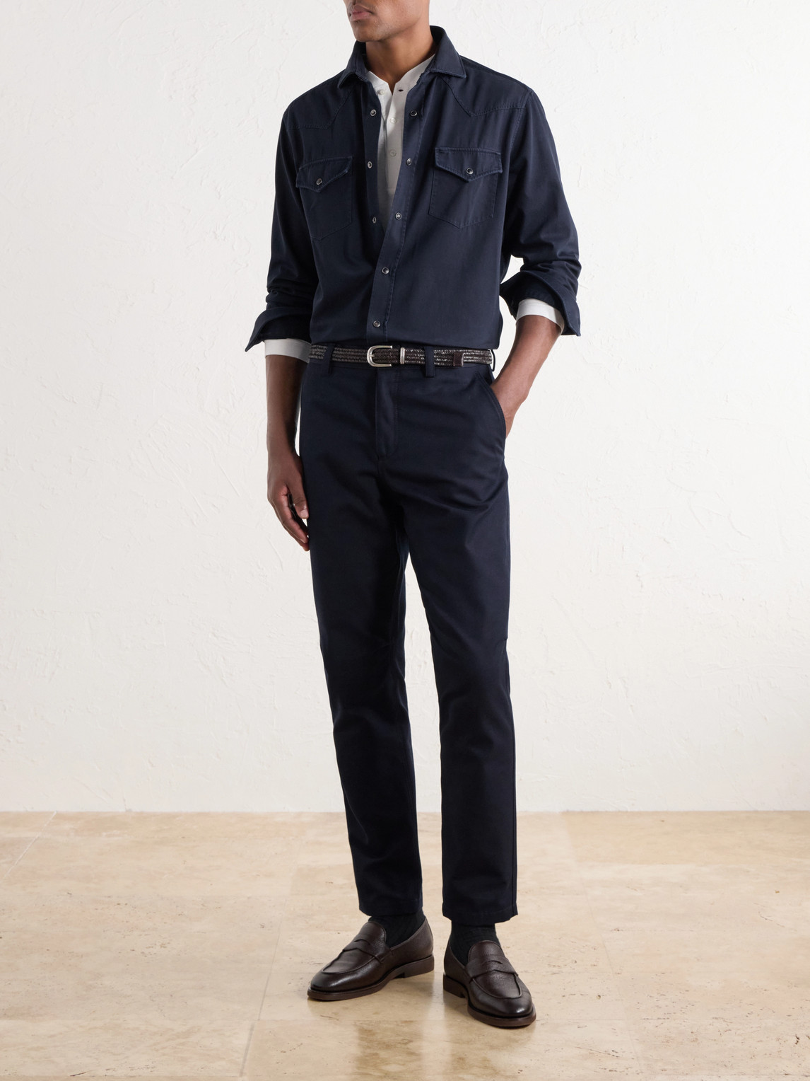 Cotton-Canvas Western Shirt