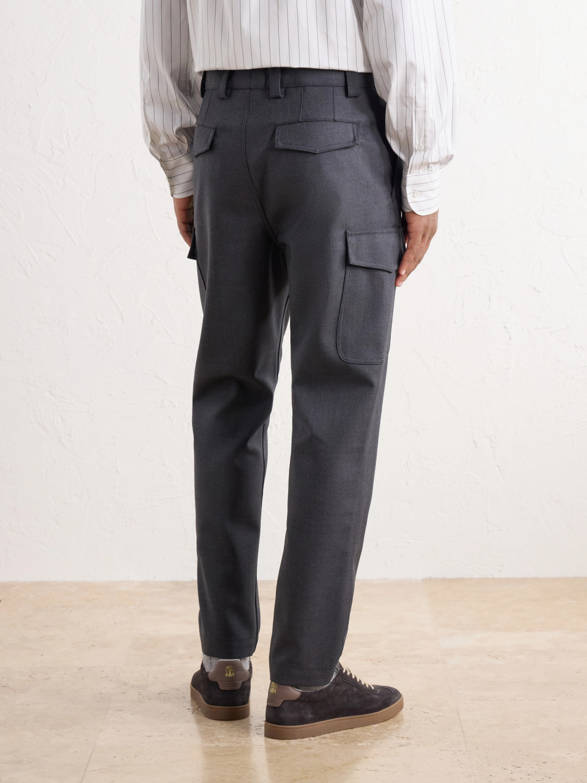 Tapered Virgin Wool-Twill Cargo Trousers