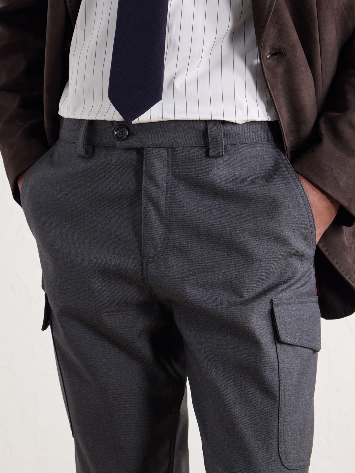 Tapered Virgin Wool-Twill Cargo Trousers