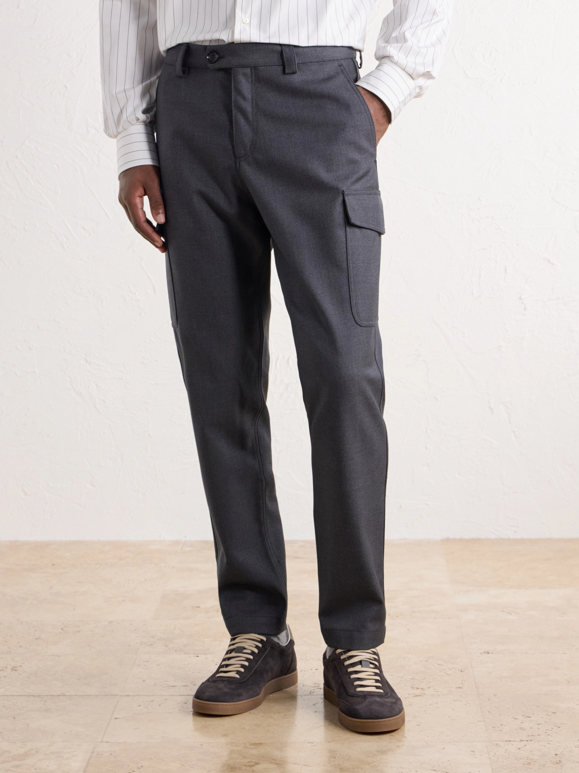 Tapered Virgin Wool-Twill Cargo Trousers