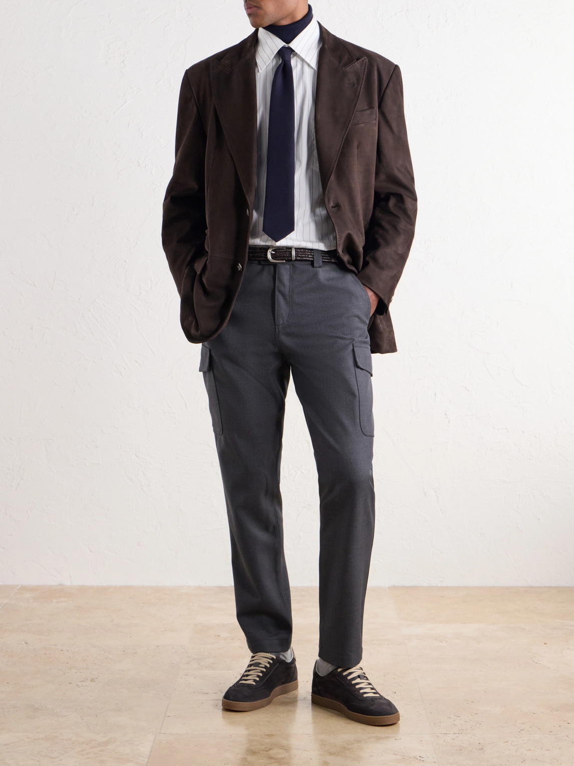 Tapered Virgin Wool-Twill Cargo Trousers