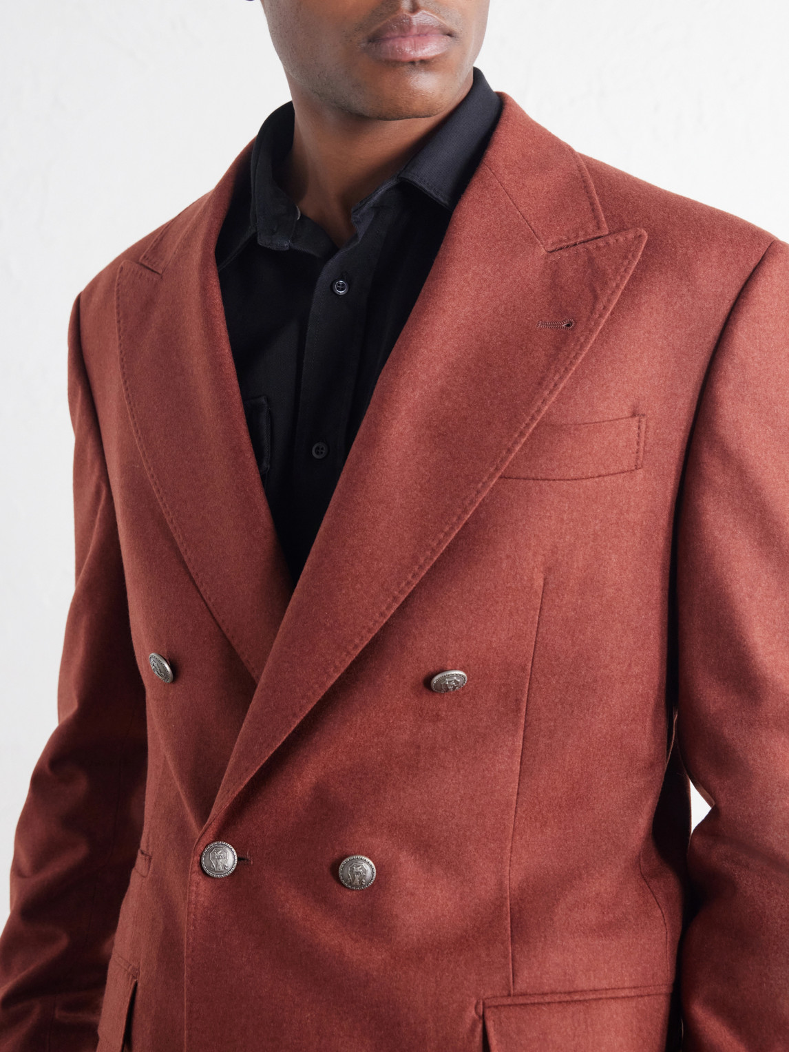 Double-Breasted Cashmere-Flannel Blazer