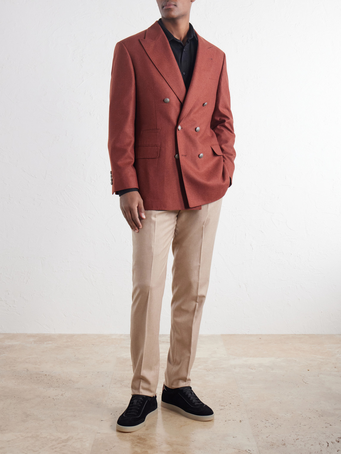 Double-Breasted Cashmere-Flannel Blazer