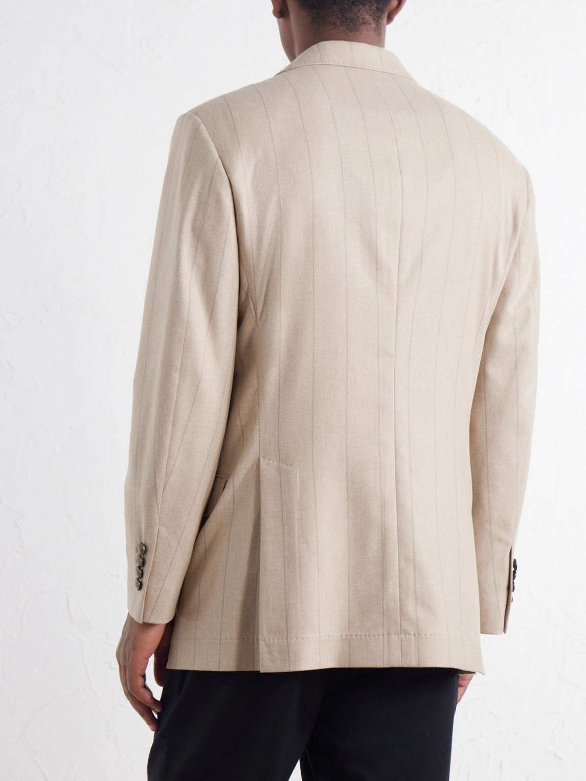 Pinstripe Wool, Silk And Cashmere-Blend Flannel Suit Jacket