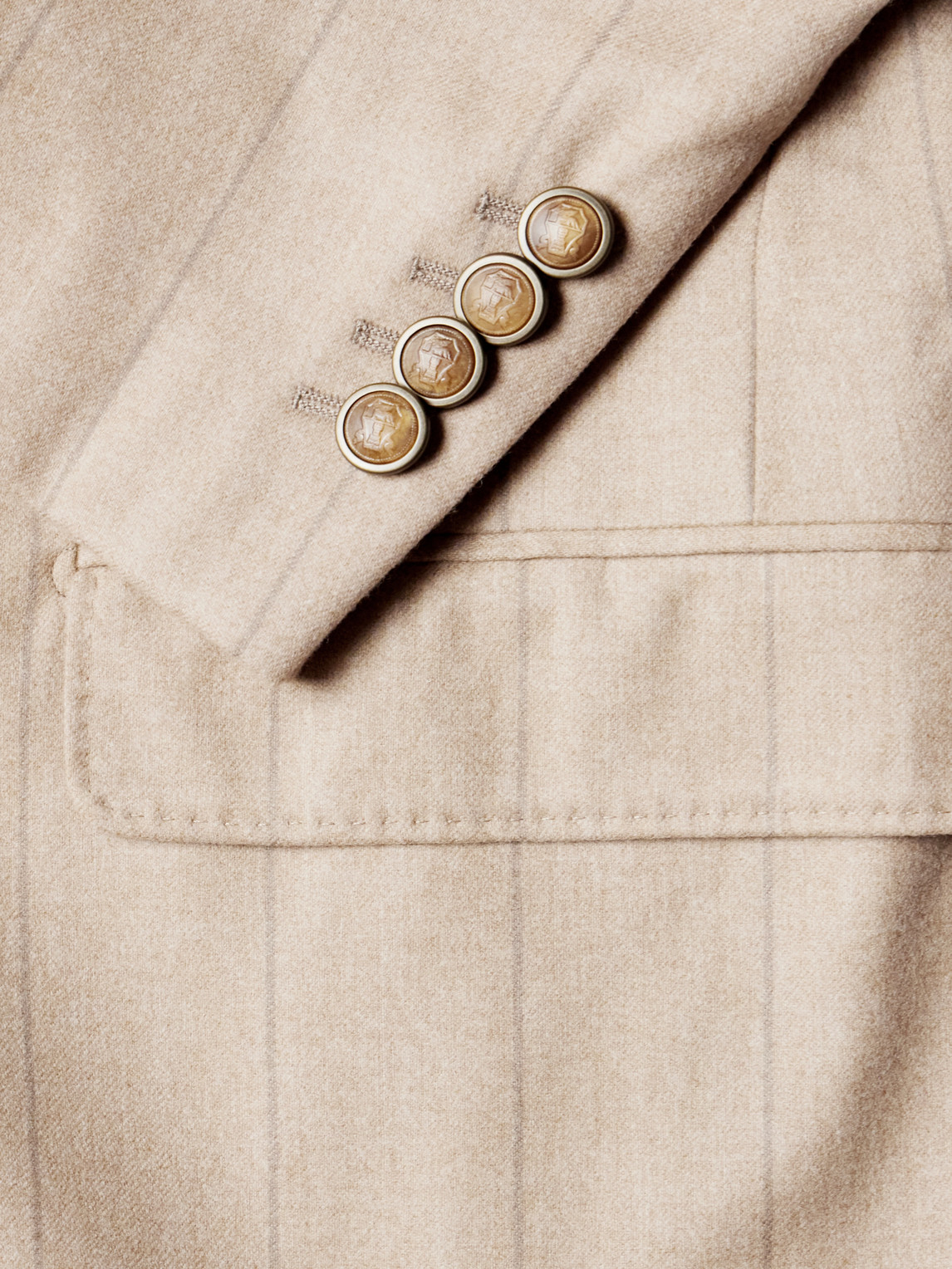 Pinstripe Wool, Silk And Cashmere-Blend Flannel Suit Jacket