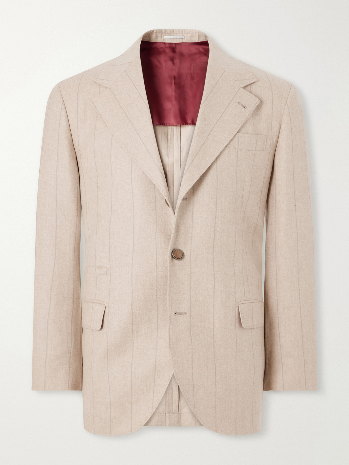 Pinstripe Wool, Silk And Cashmere-Blend Flannel Suit Jacket