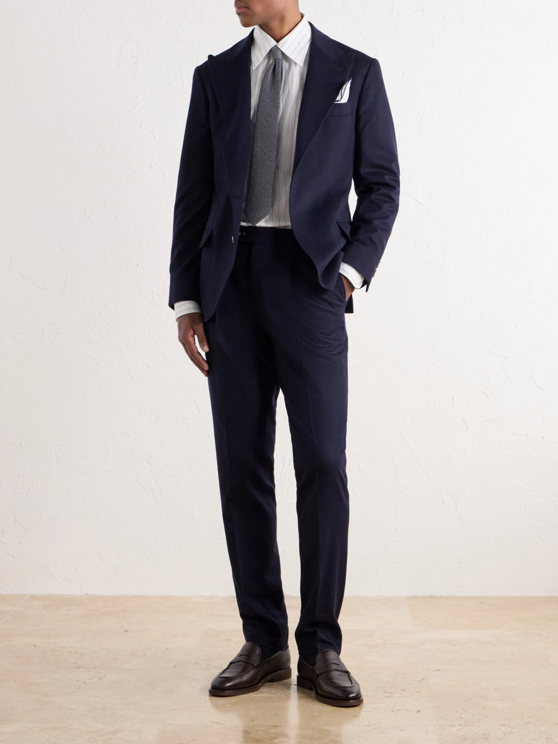 Straight-Leg Pleated Wool-Flannel Suit Trousers