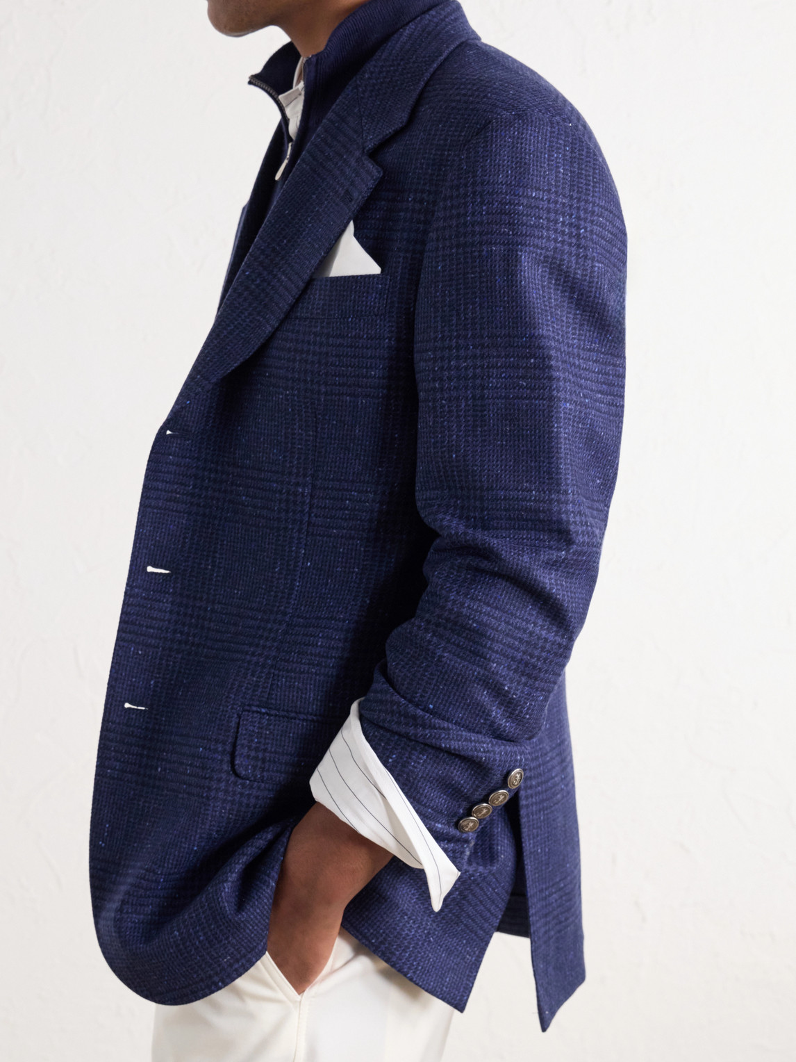 Prince Of Wales Checked Wool And Cashmere-Blend Flannel Blazer