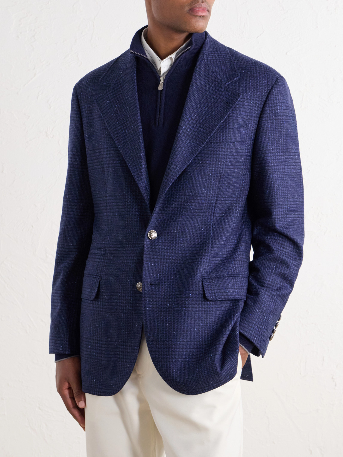 Prince Of Wales Checked Wool And Cashmere-Blend Flannel Blazer
