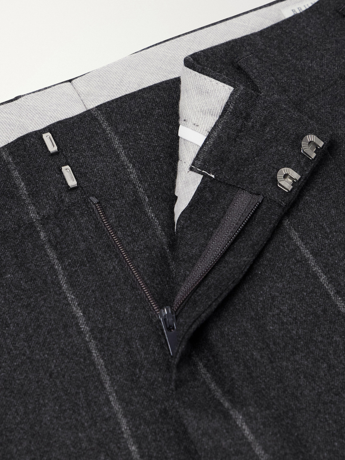 Straight-Leg Pinstriped Pleated Wool, Silk And Cashmere-Blend Flannel Suit Trousers