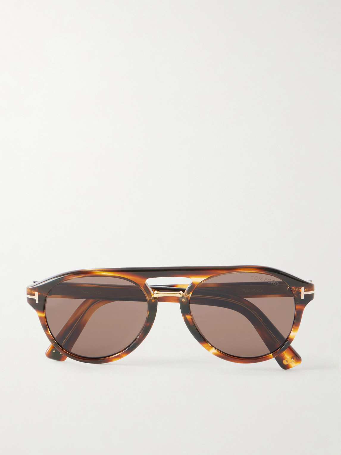 Tom Ford Icon Double-bridge Aviator-style Acetate Sunglasses In Brown