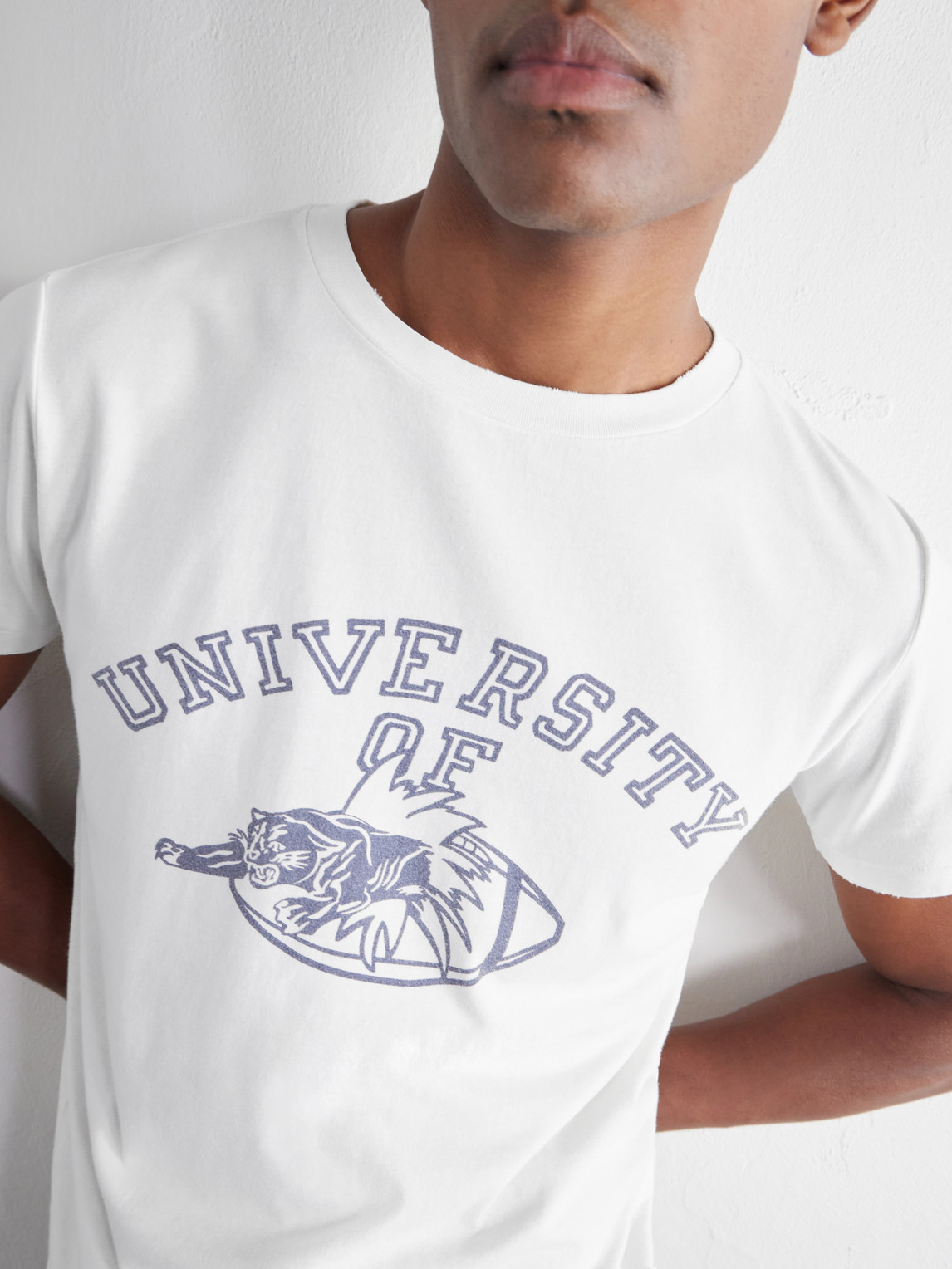 University Of Distressed Printed Cotton-Jersey T-Shirt