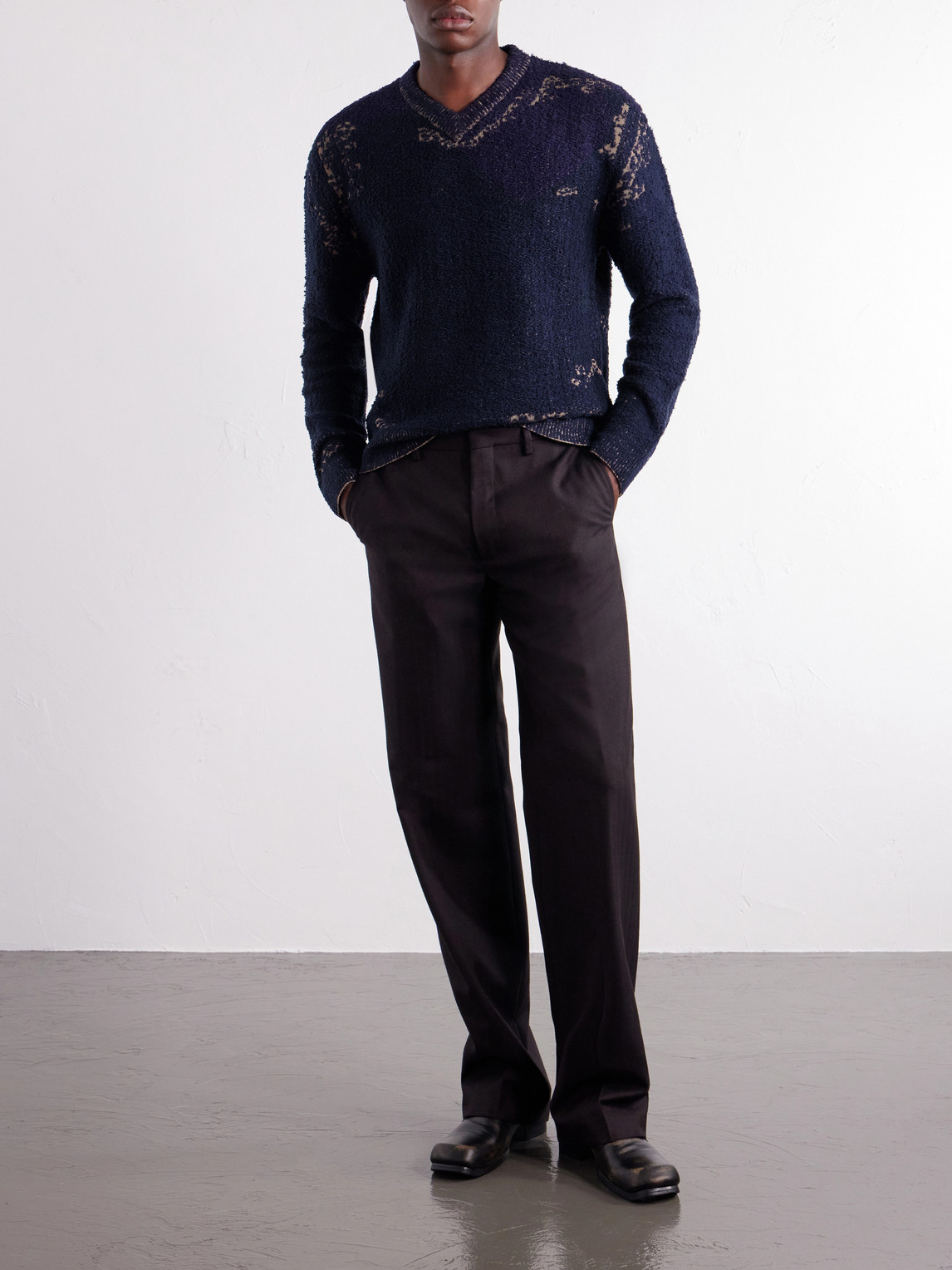 Acid-Effect Bouclé-Jacquard Cotton-Blend Sweater