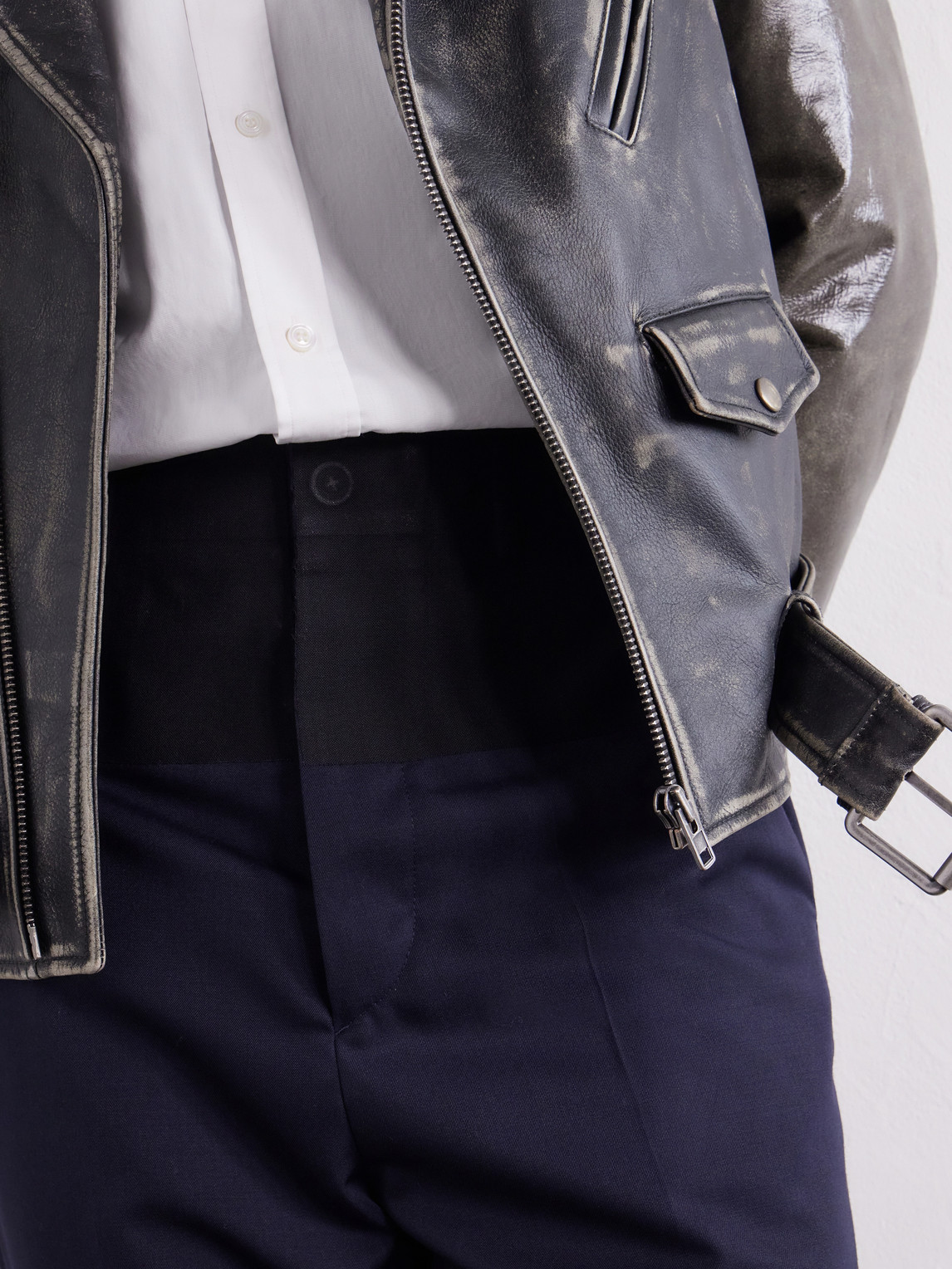 Insertion Straight-Leg Patched Virgin Wool Trousers