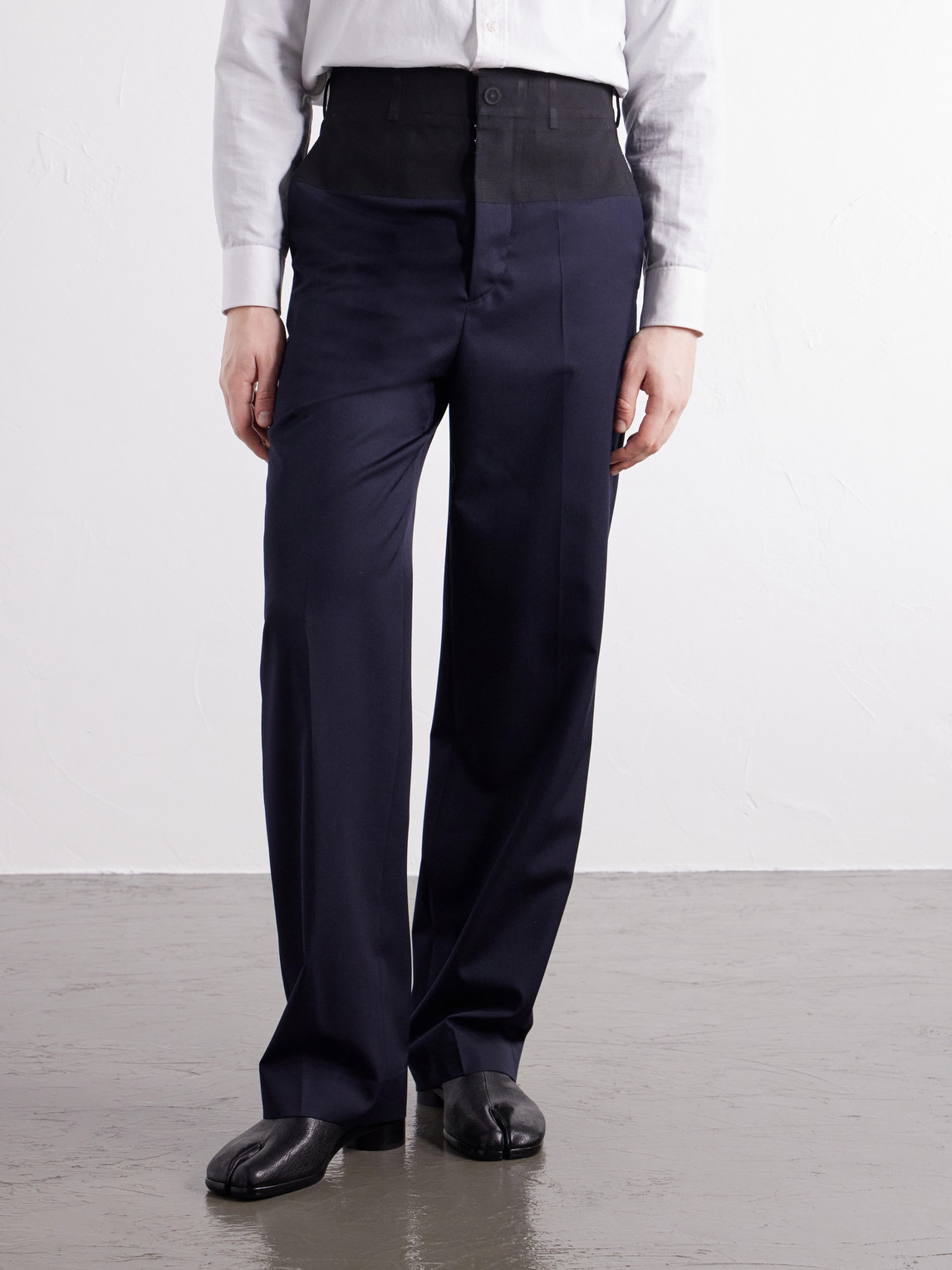 Insertion Straight-Leg Patched Virgin Wool Trousers