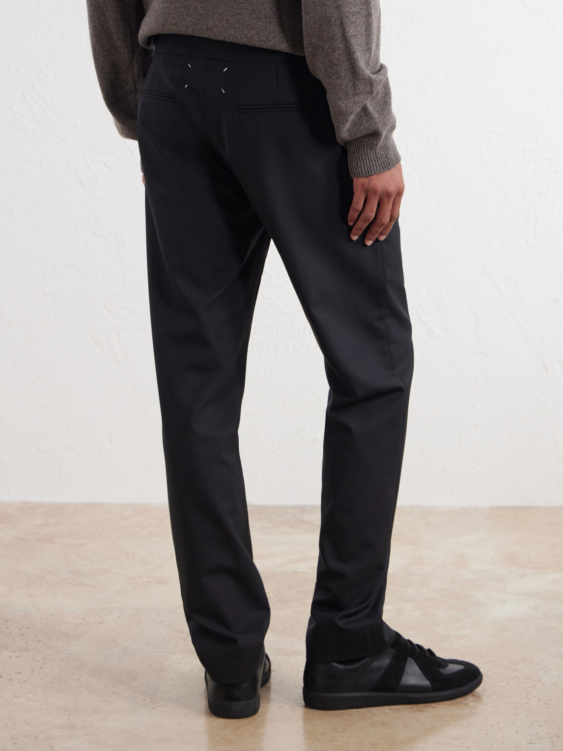 Straight-Leg Drawstring Virgin Wool Trousers