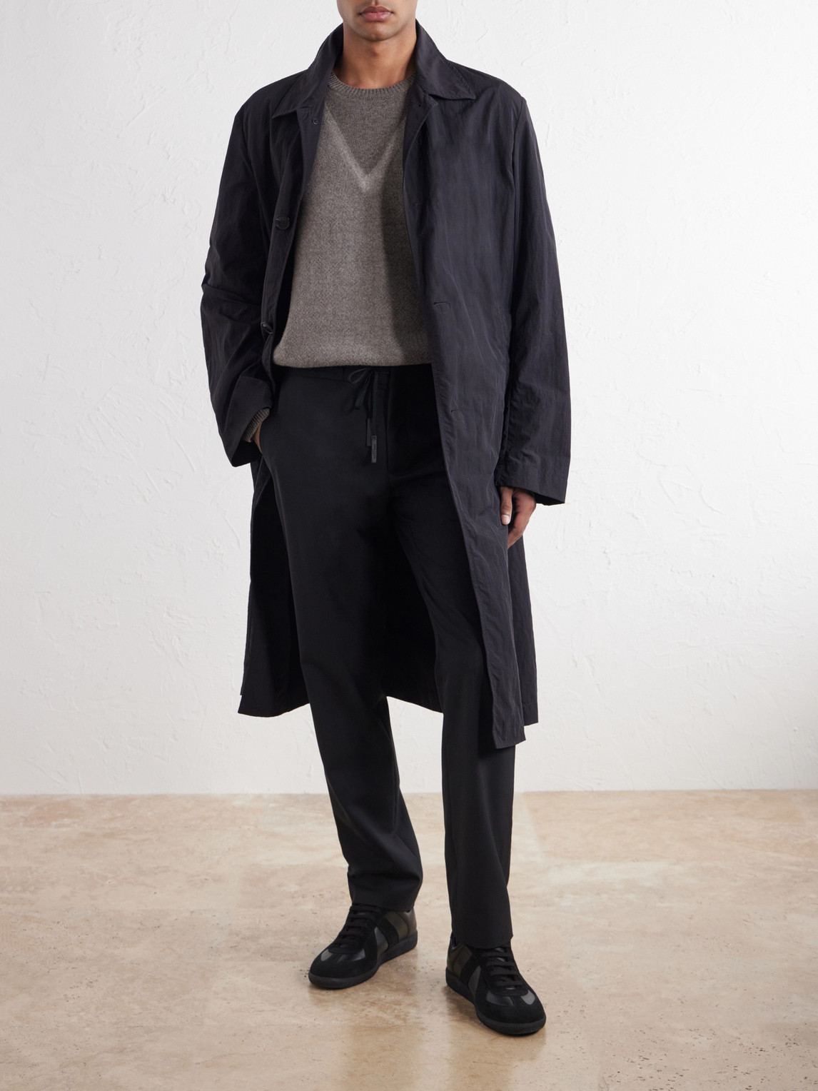 Straight-Leg Drawstring Virgin Wool Trousers