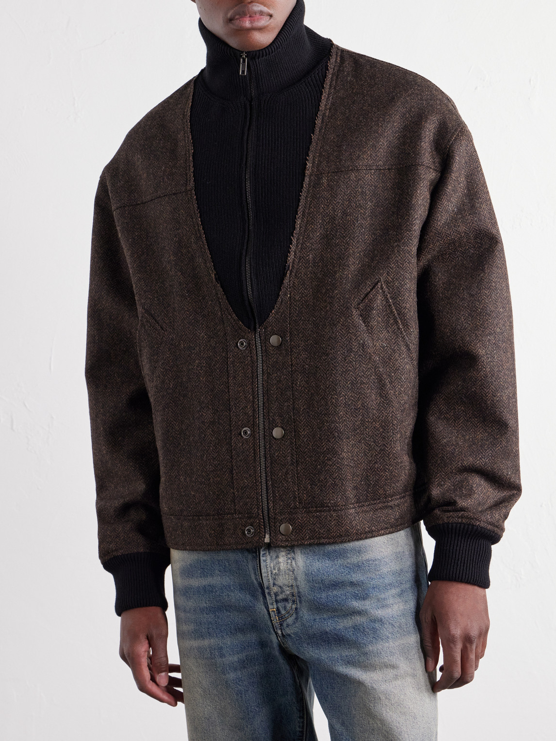 Herringbone Bomber Jacket