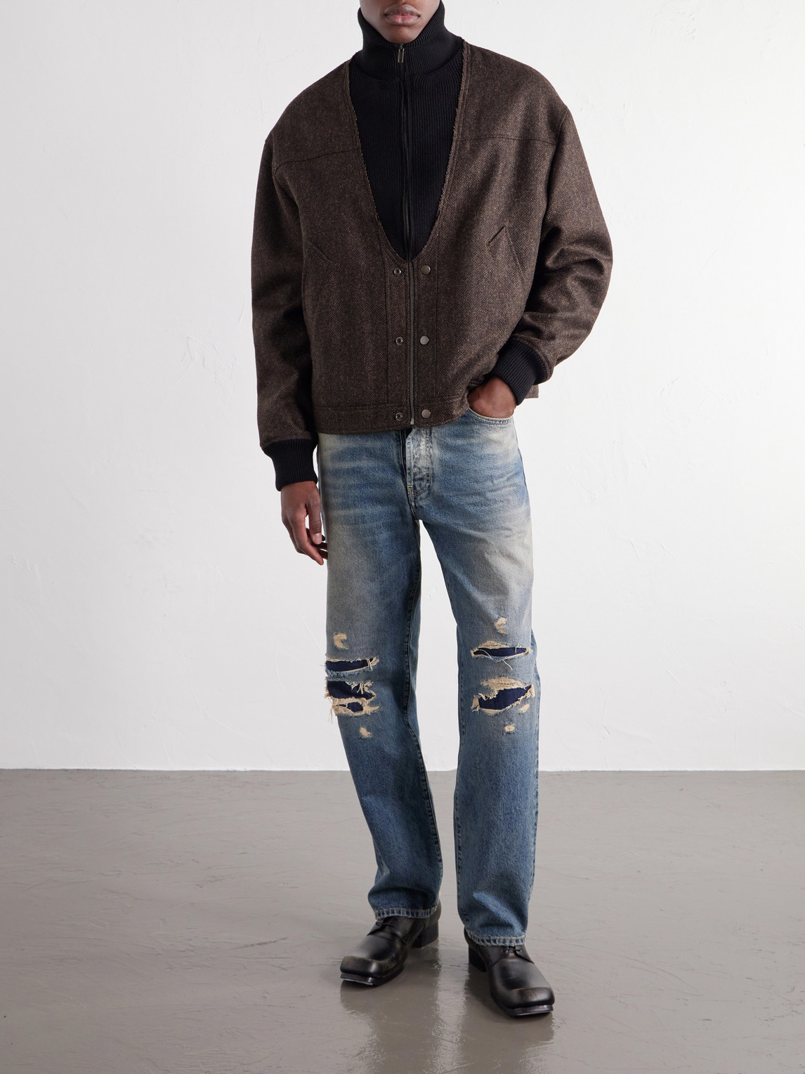 Herringbone Bomber Jacket