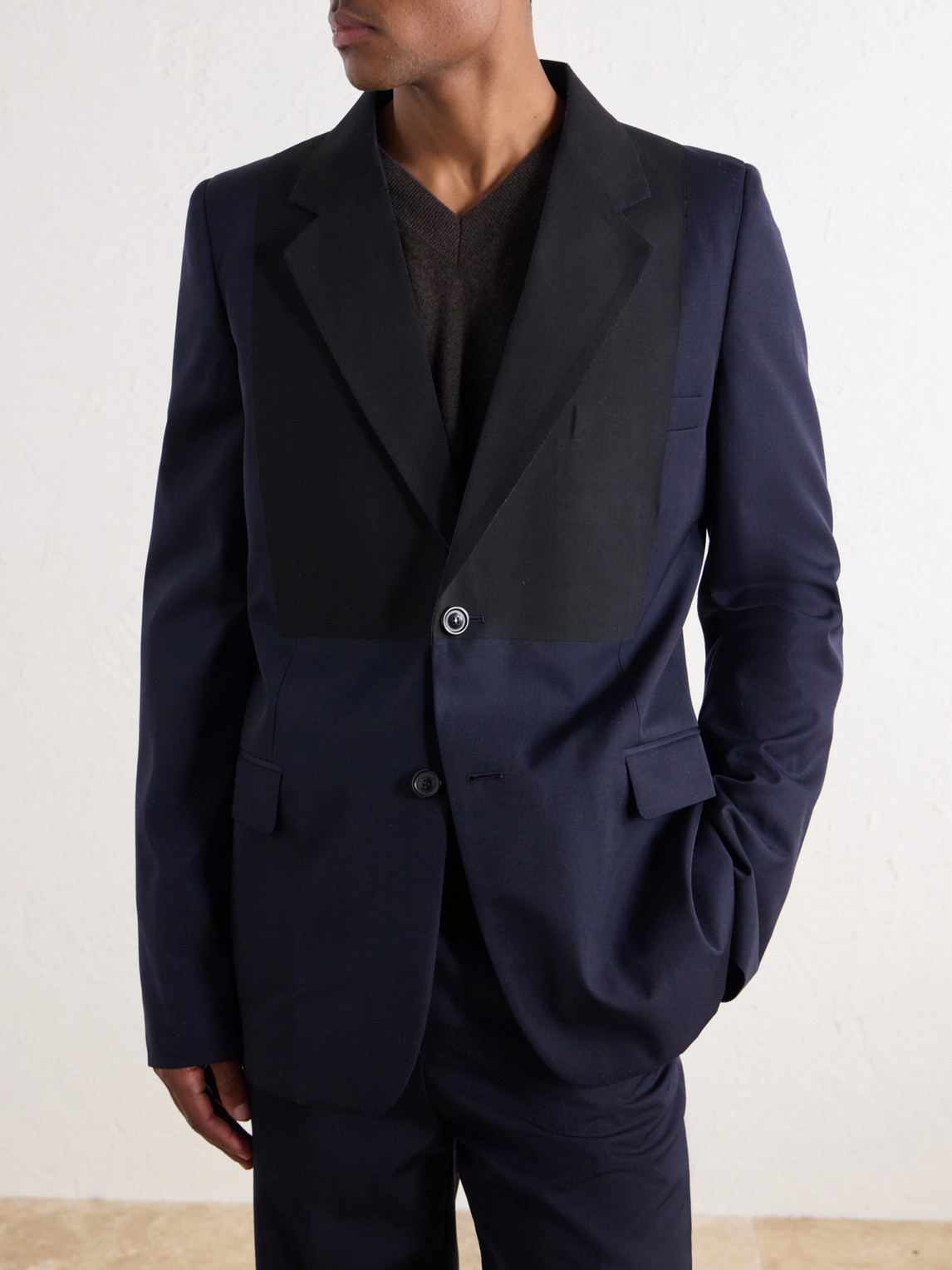 Two-Tone Virgin Wool-Twill Blazer