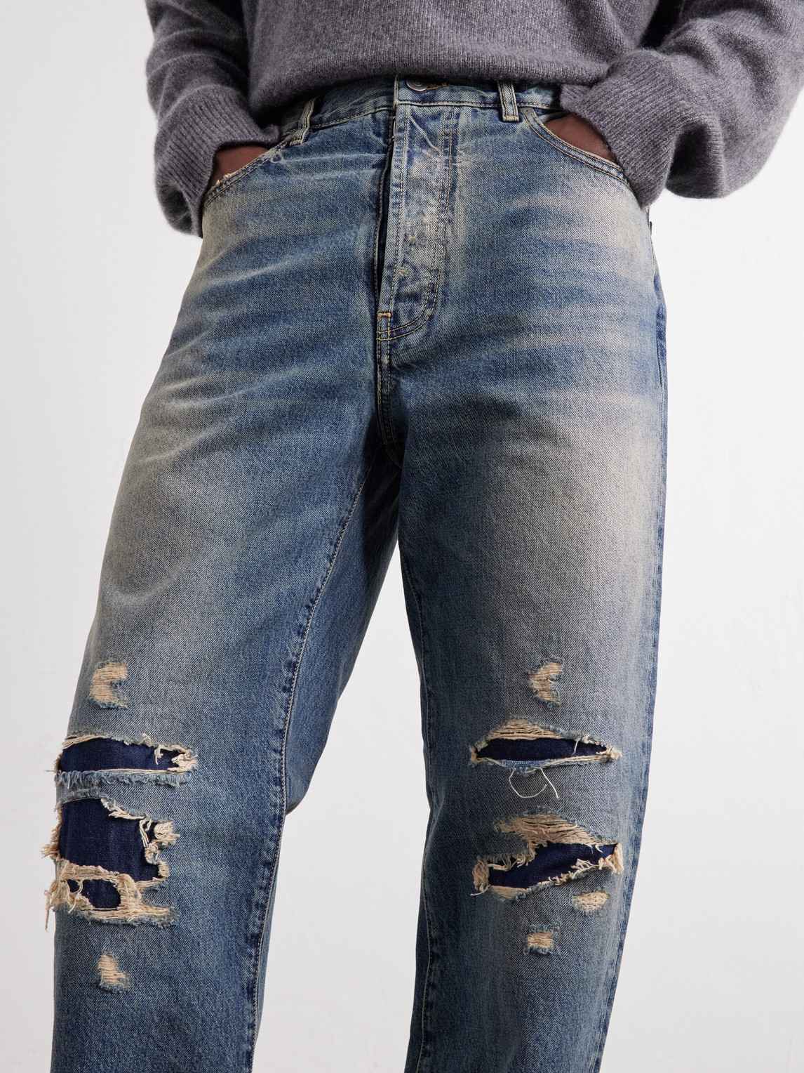 Straight-Leg Distressed Jeans