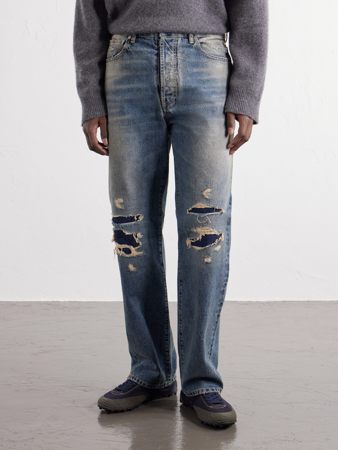 Straight-Leg Distressed Jeans