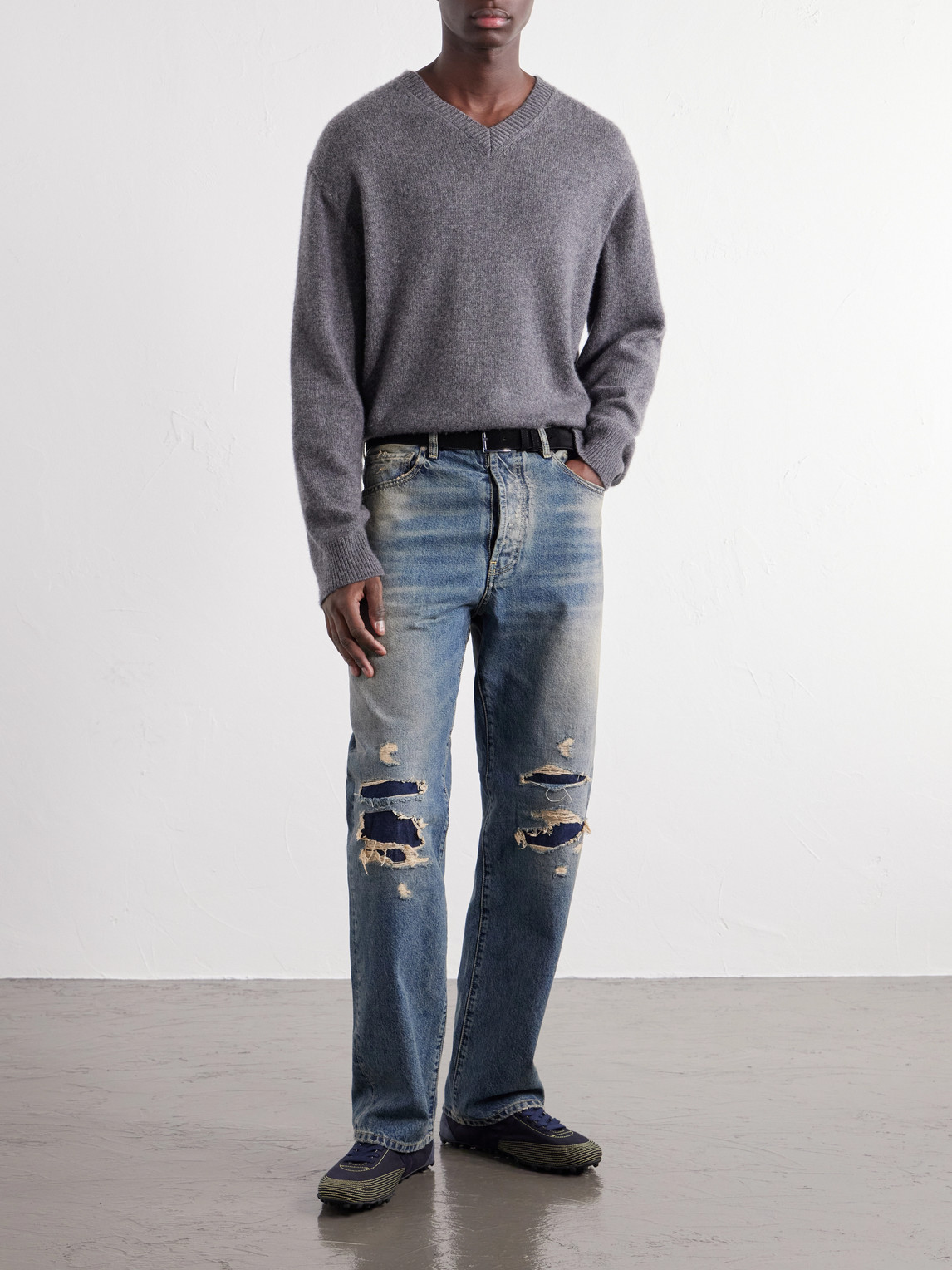 Straight-Leg Distressed Jeans