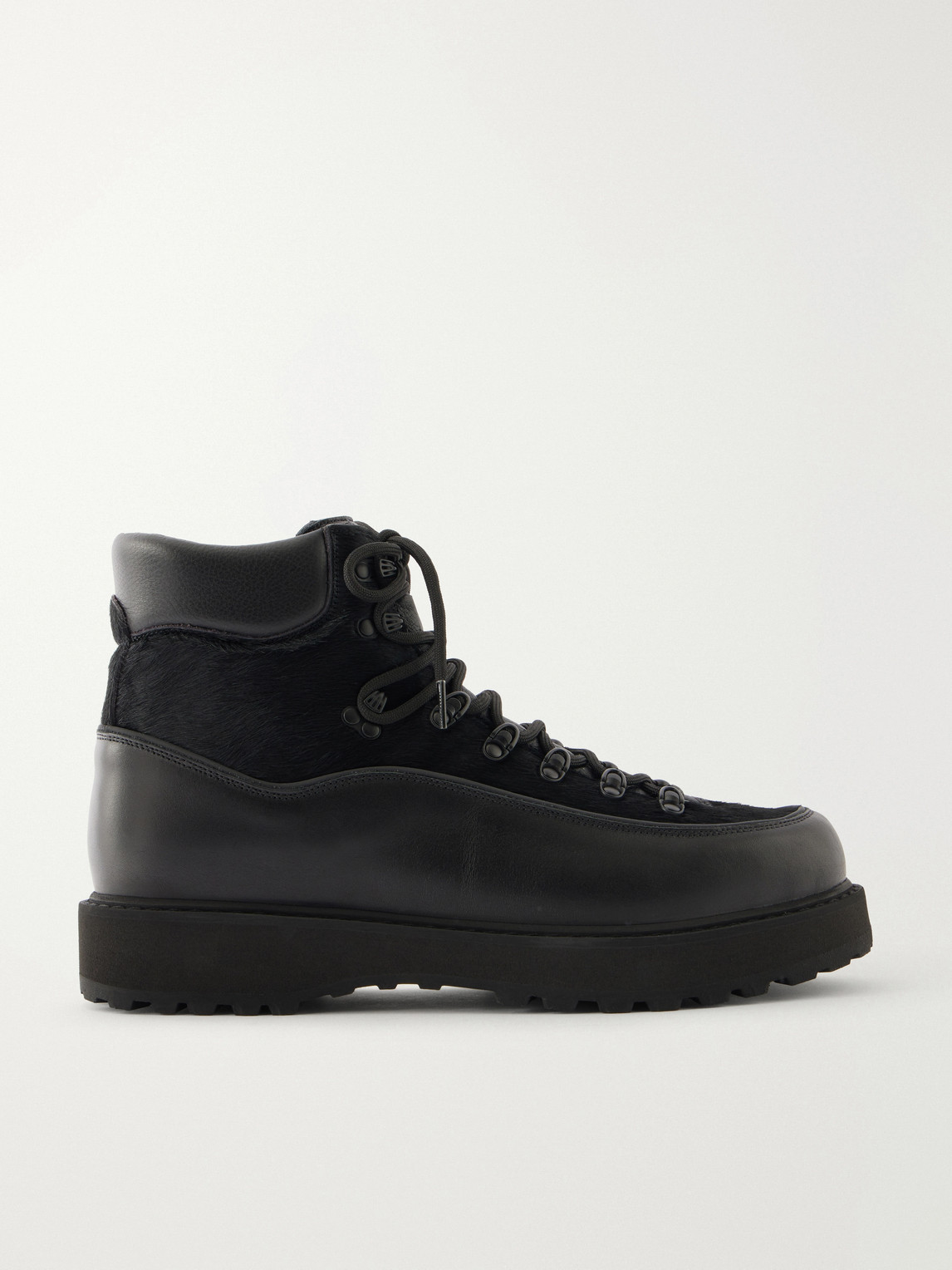 Diemme Roccia Vet Rubber-trimmed Calf Hair Hiking Boots In Black