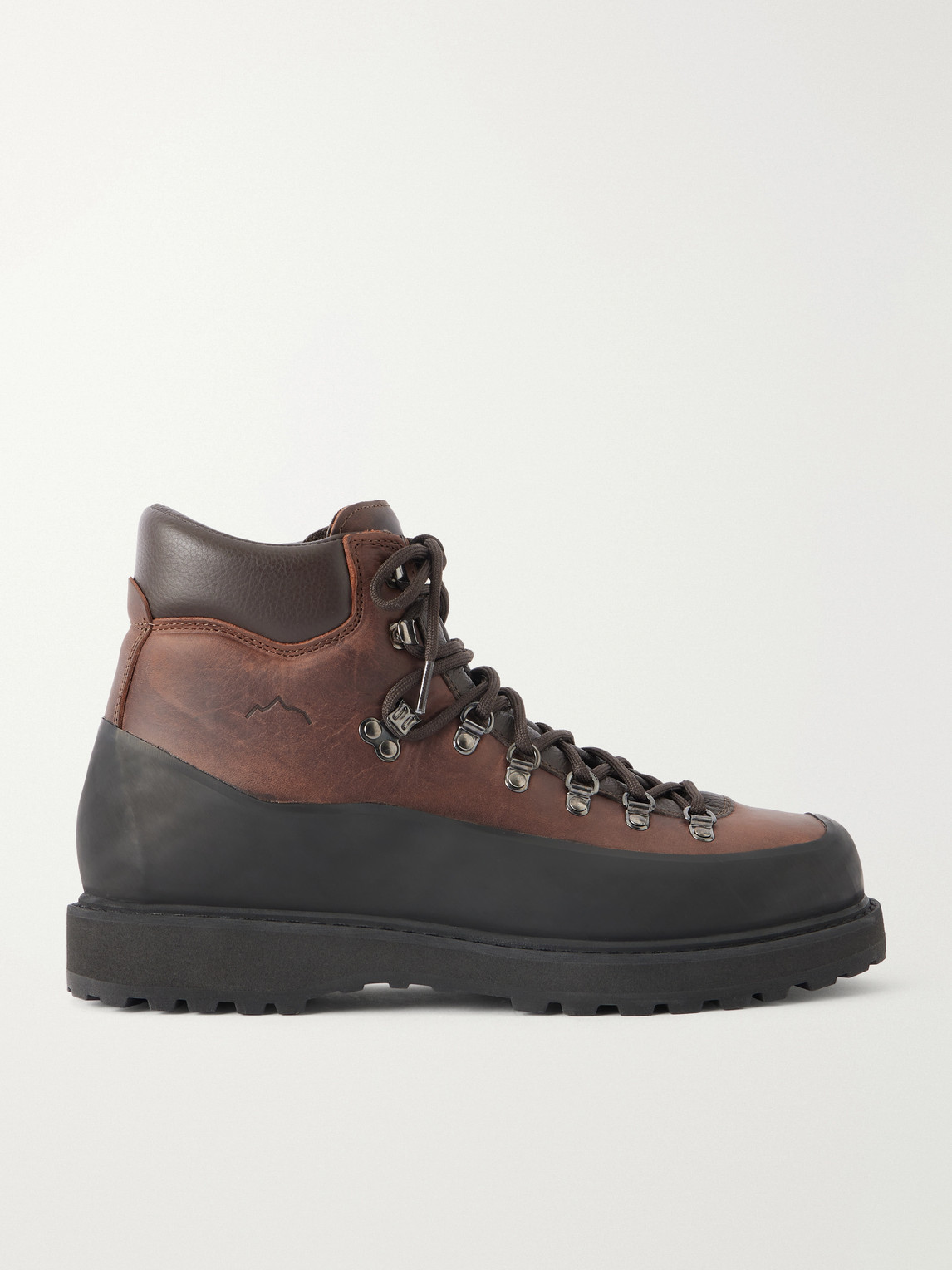 Diemme Roccia Vet Rubber-trimmed Waxed Leather Hiking Boots In Brown