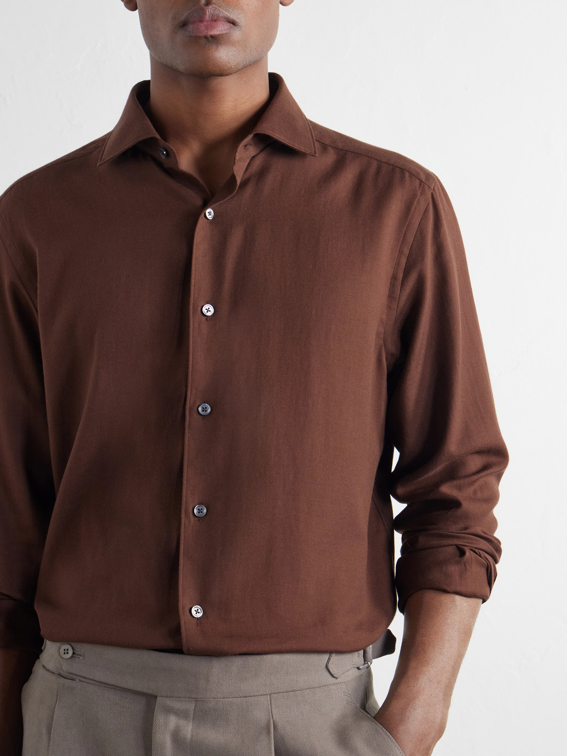 Cotton And Cashmere-Blend Twill Shirt