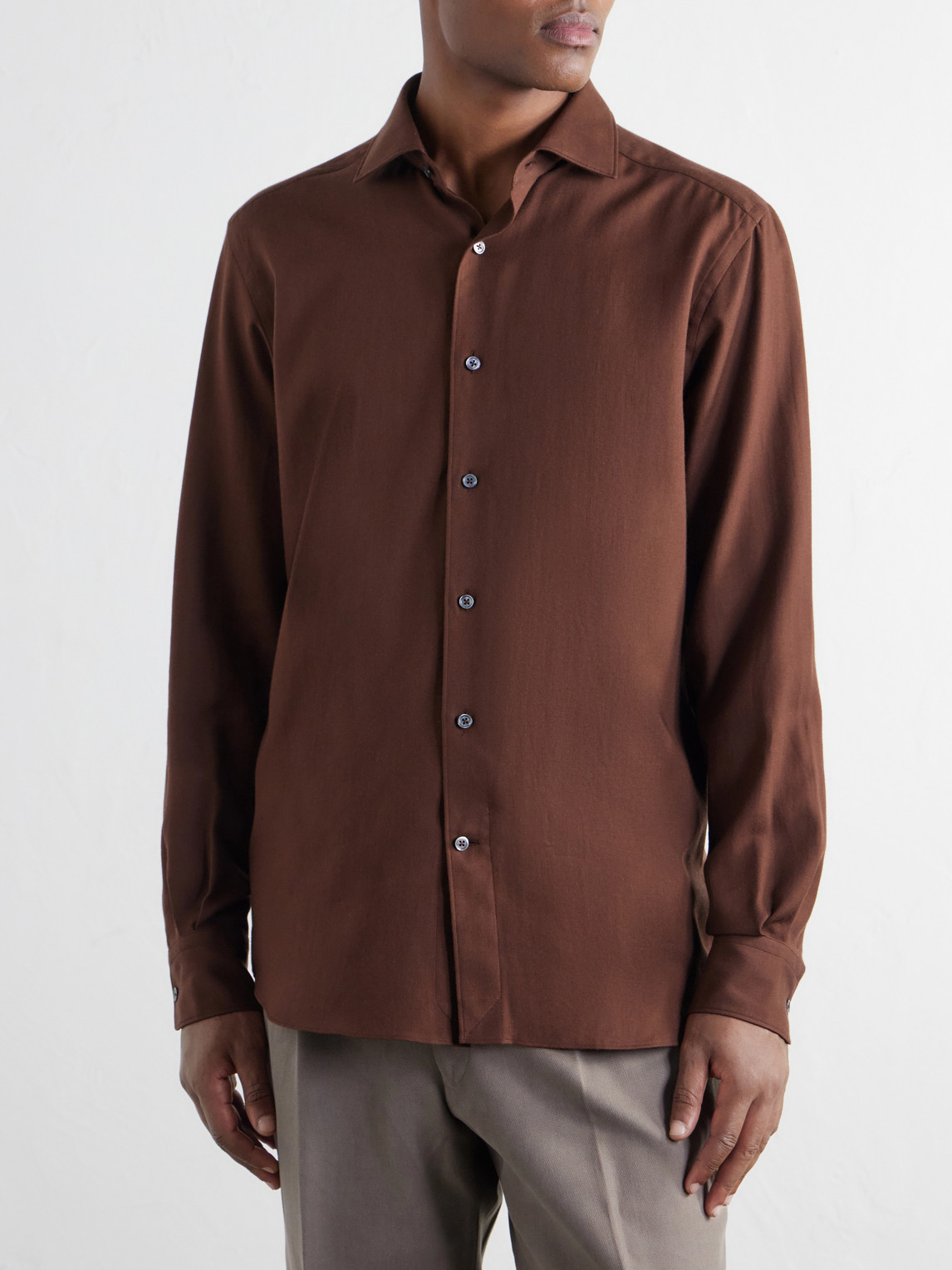Cotton And Cashmere-Blend Twill Shirt